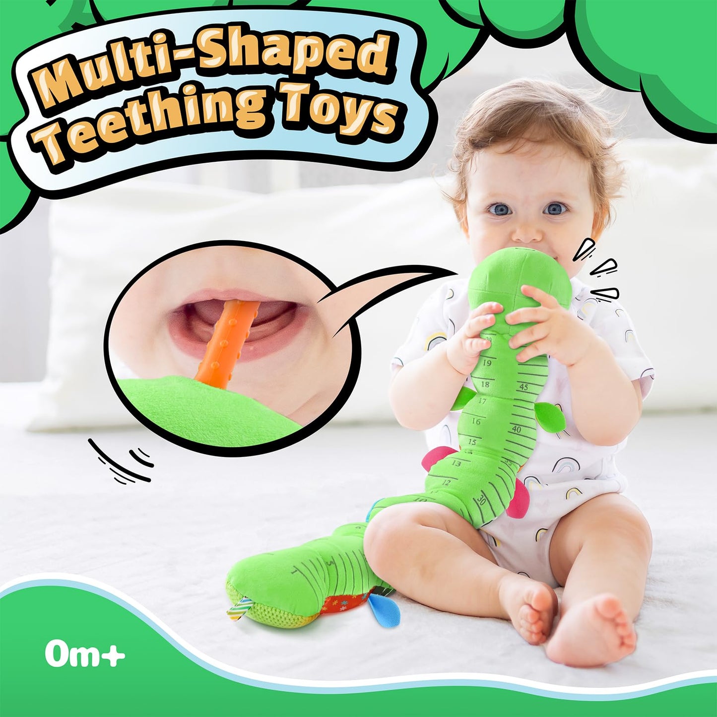 LIGHTDESIRE Baby Toys 6-12 Months Musical Caterpillar – 6-in-1 Sensory Plush Toy with Ruler, Crinkle & Ring Bell