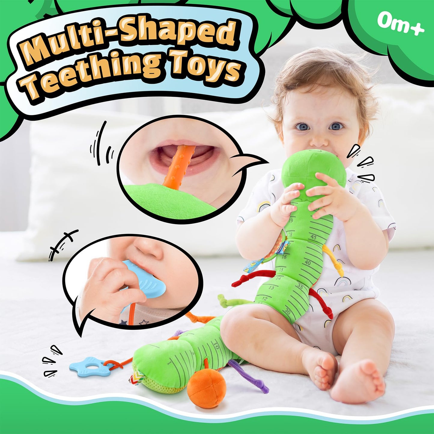 LIGHTDESIRE Musical Caterpillar Baby Toy - 8-in-1 Sensory Toy for 3-12 Months, Lime Green