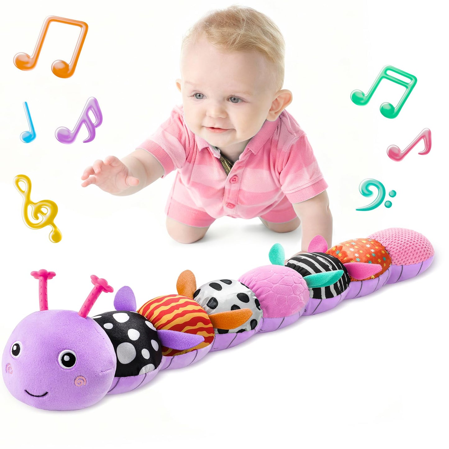 LIGHTDESIRE Baby Toys Musical Caterpillar – 6-in-1 Sensory & Tummy Time Toy