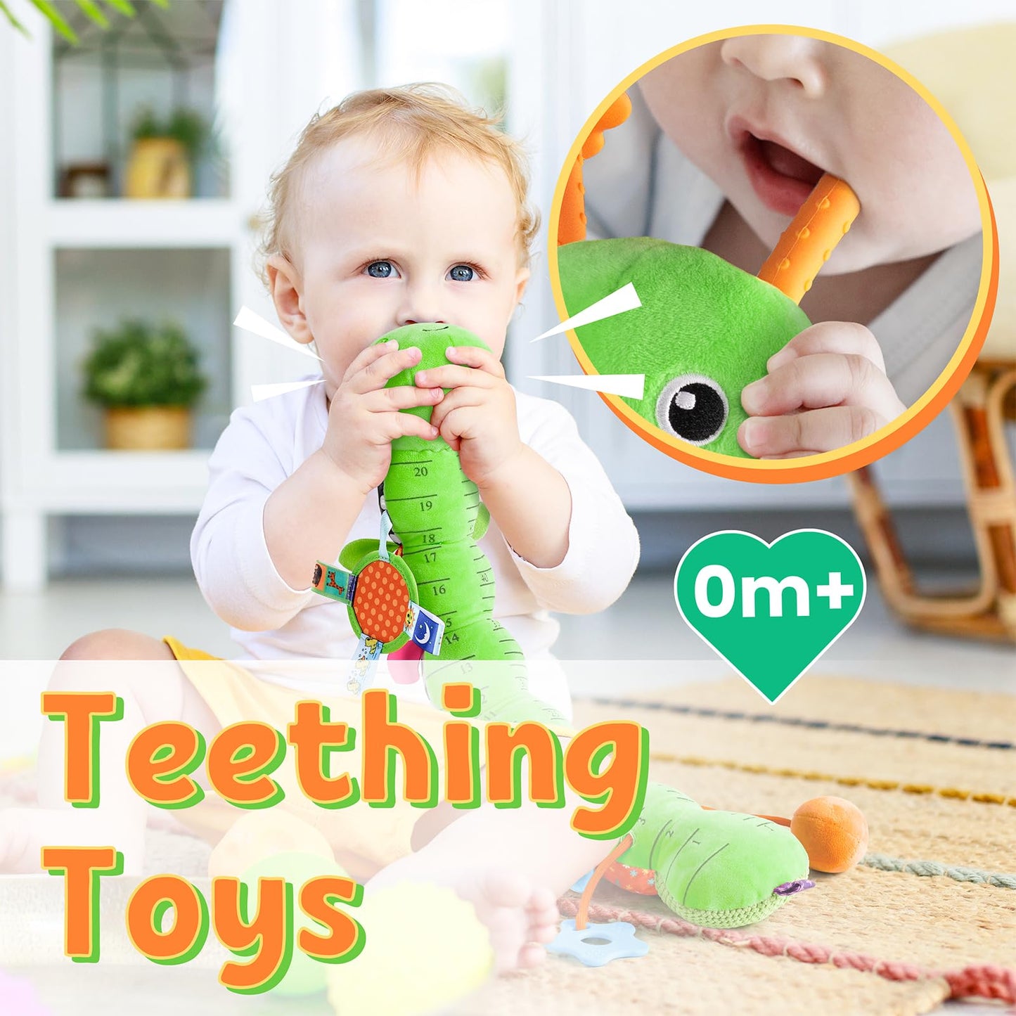 LIGHTDESIRE Baby Musical Caterpillar – Tummy Time Toy with Mirror, Ruler & Teether (0-12 Months)