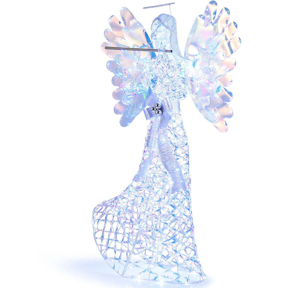 Lighted Angel Christmas Decoration with Flute and 250 LED Lights