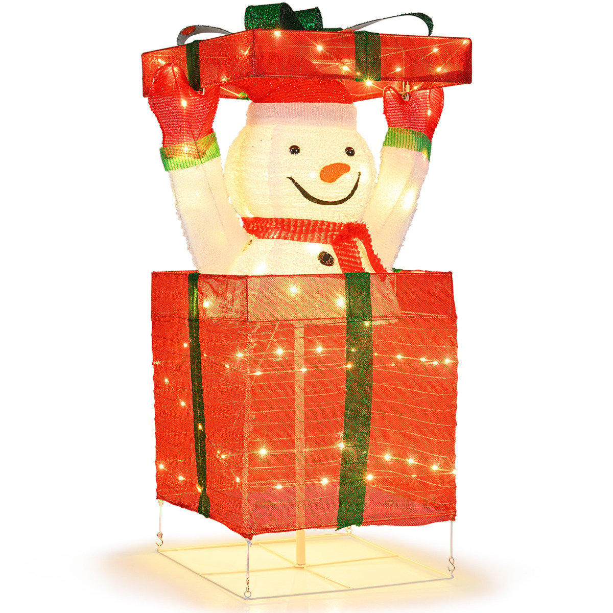 Lighted Snowman in Gift Box Christmas Decoration with LED Lights