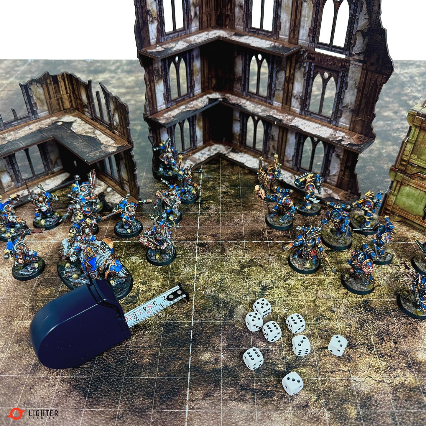 Lighter Creative 44'' x 60'' Battle Mat for WHAoS – Gridded 1.1mm Vinyl Synthetic Leather (Blighted Gloommoor)