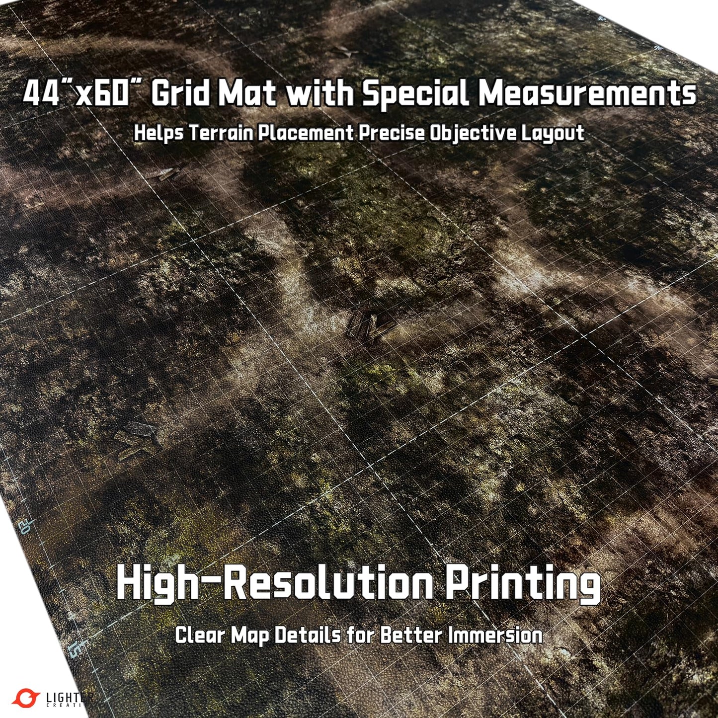 Lighter Creative 44'' x 60'' Battle Mat for WHAoS – Gridded 1.1mm Vinyl Synthetic Leather (Blighted Gloommoor)