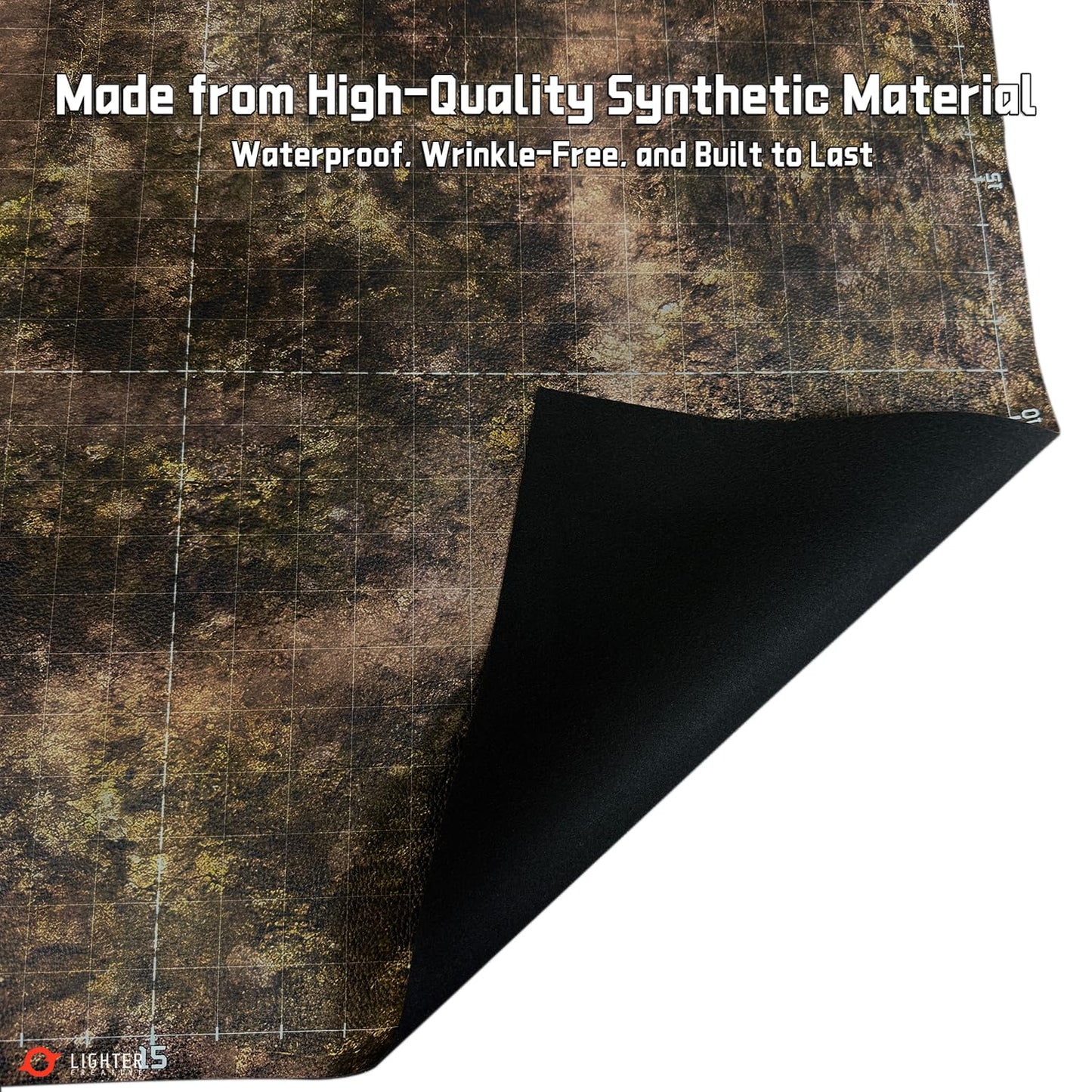 Lighter Creative 44'' x 60'' Battle Mat for WHAoS – Gridded 1.1mm Vinyl Synthetic Leather (Blighted Gloommoor)