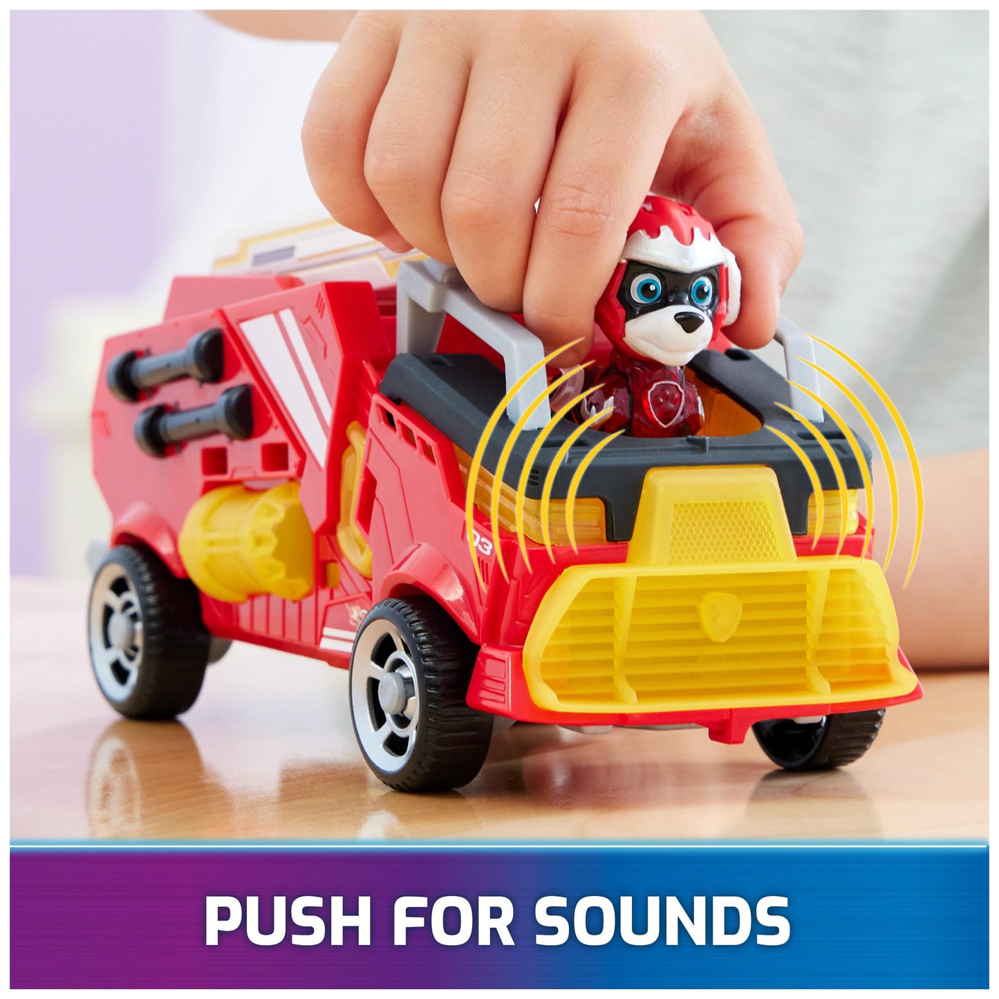 PAW Patrol The Mighty Movie Fire Truck Toy with Marshall – Lights & Sounds
