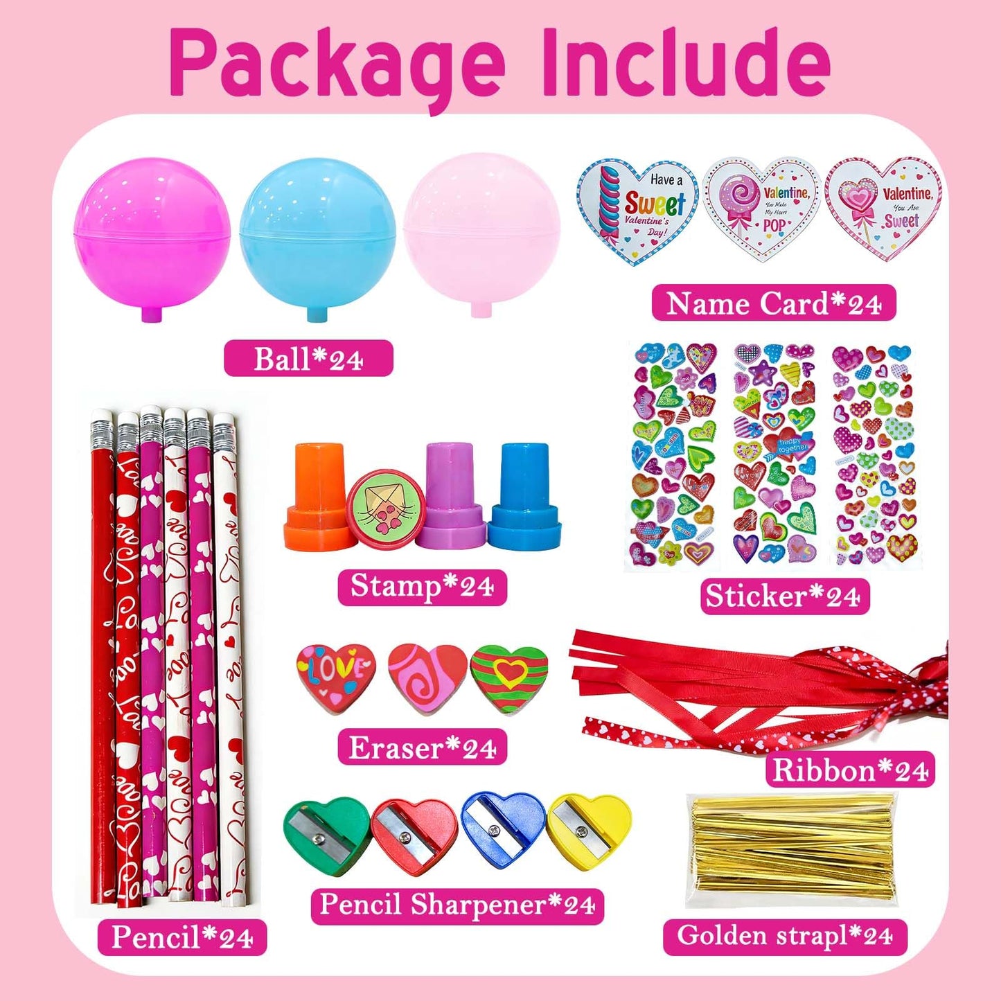 LIHOME 24-Pack Giant Lollipop Valentines Kit for Kids — Cards & Party Favors