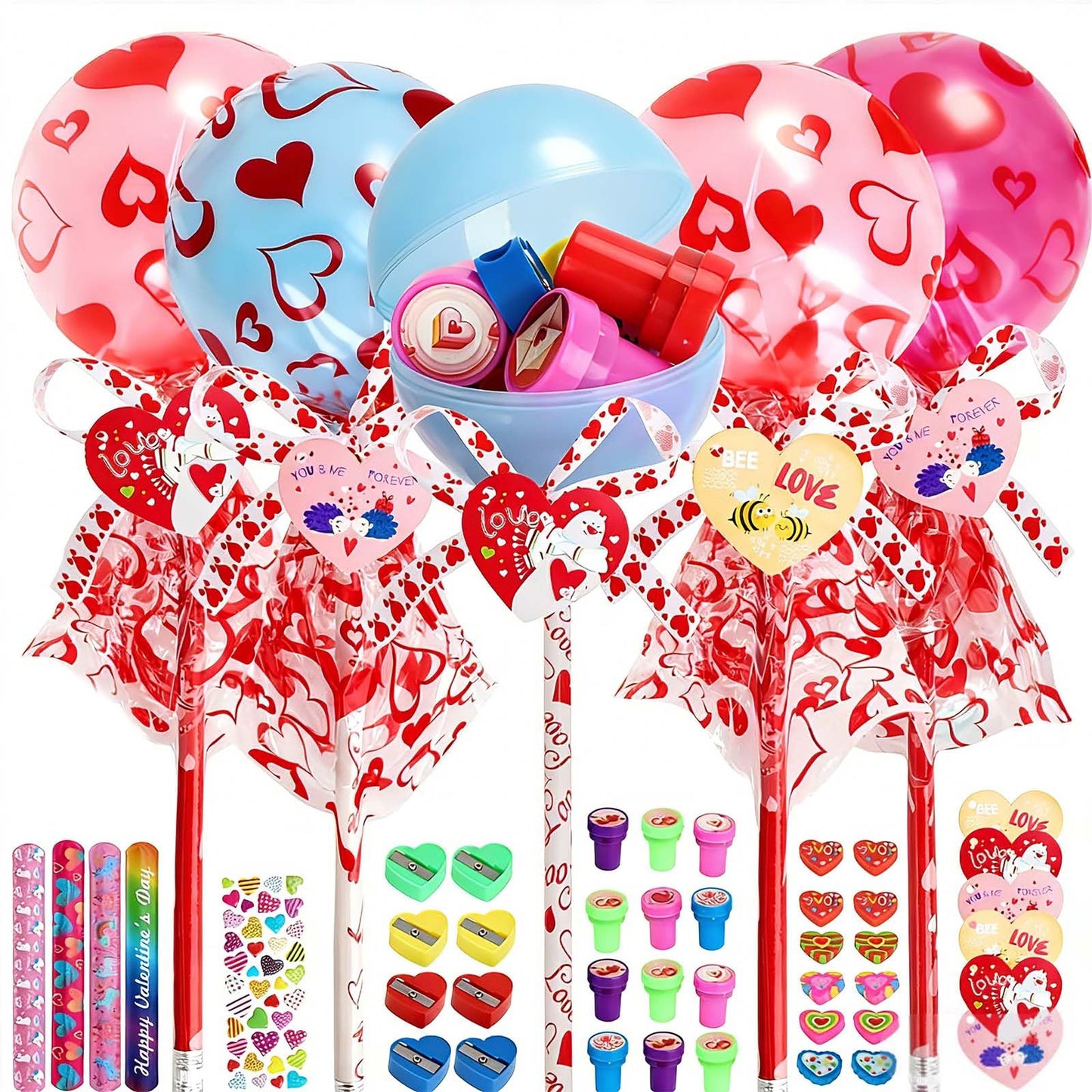 LIHOME 24-Pack Giant Lollipop Valentines Kit for Kids — Cards & Party Favors