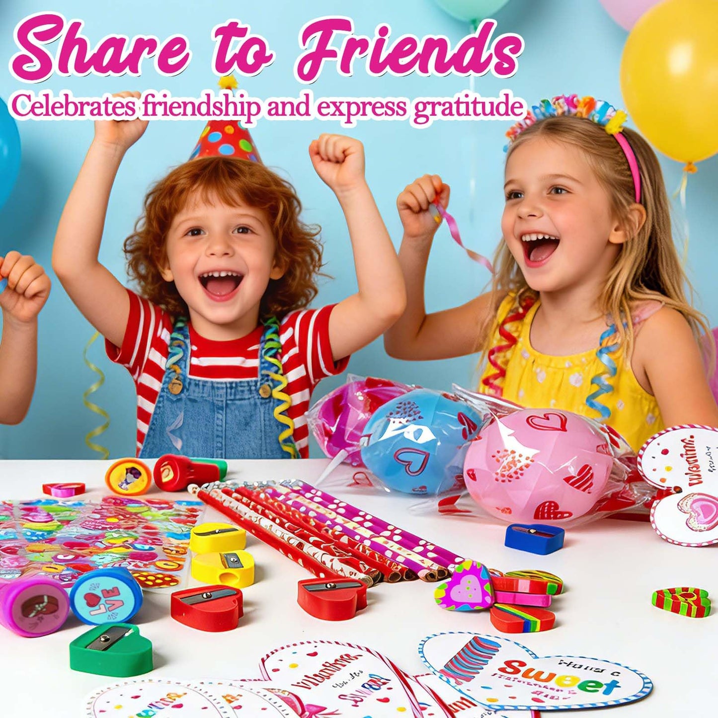 LIHOME 24-Pack Giant Lollipop Valentines Kit for Kids — Cards & Party Favors