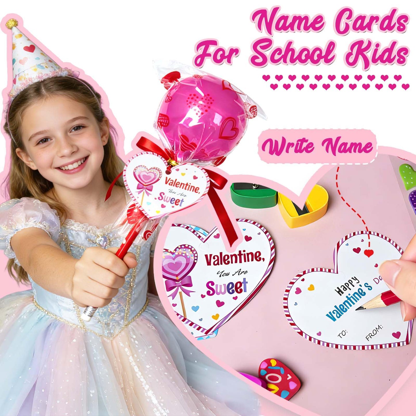 LIHOME 24-Pack Giant Lollipop Valentines Kit for Kids — Cards & Party Favors
