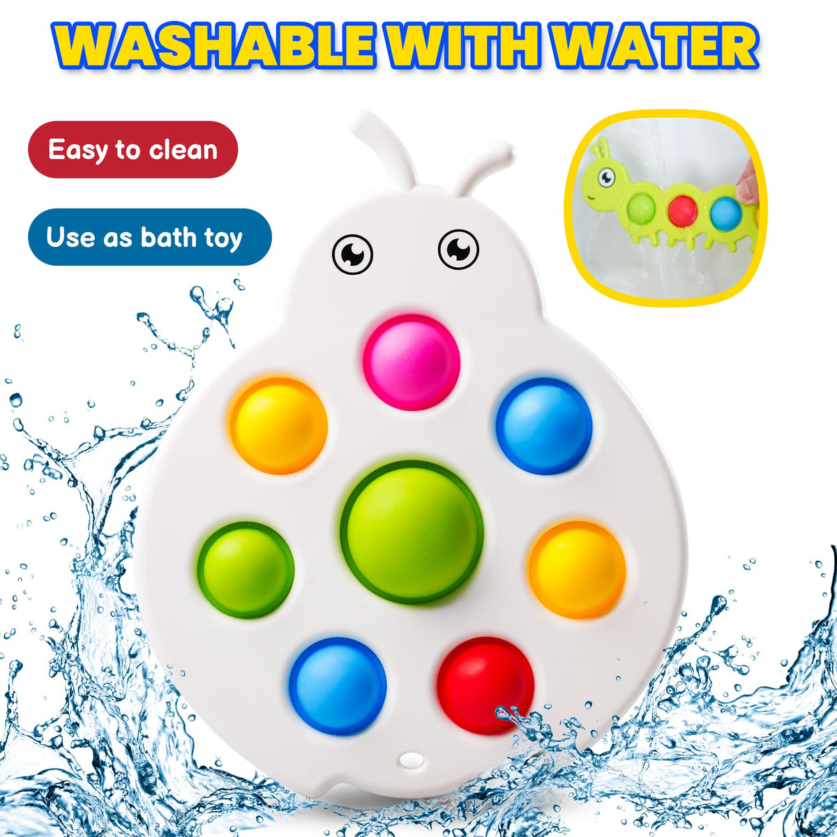 LiKee Fidget Popper Sensory Toy for Babies 10+ Months – Travel, Montessori Busy Board & Stocking Stuffer