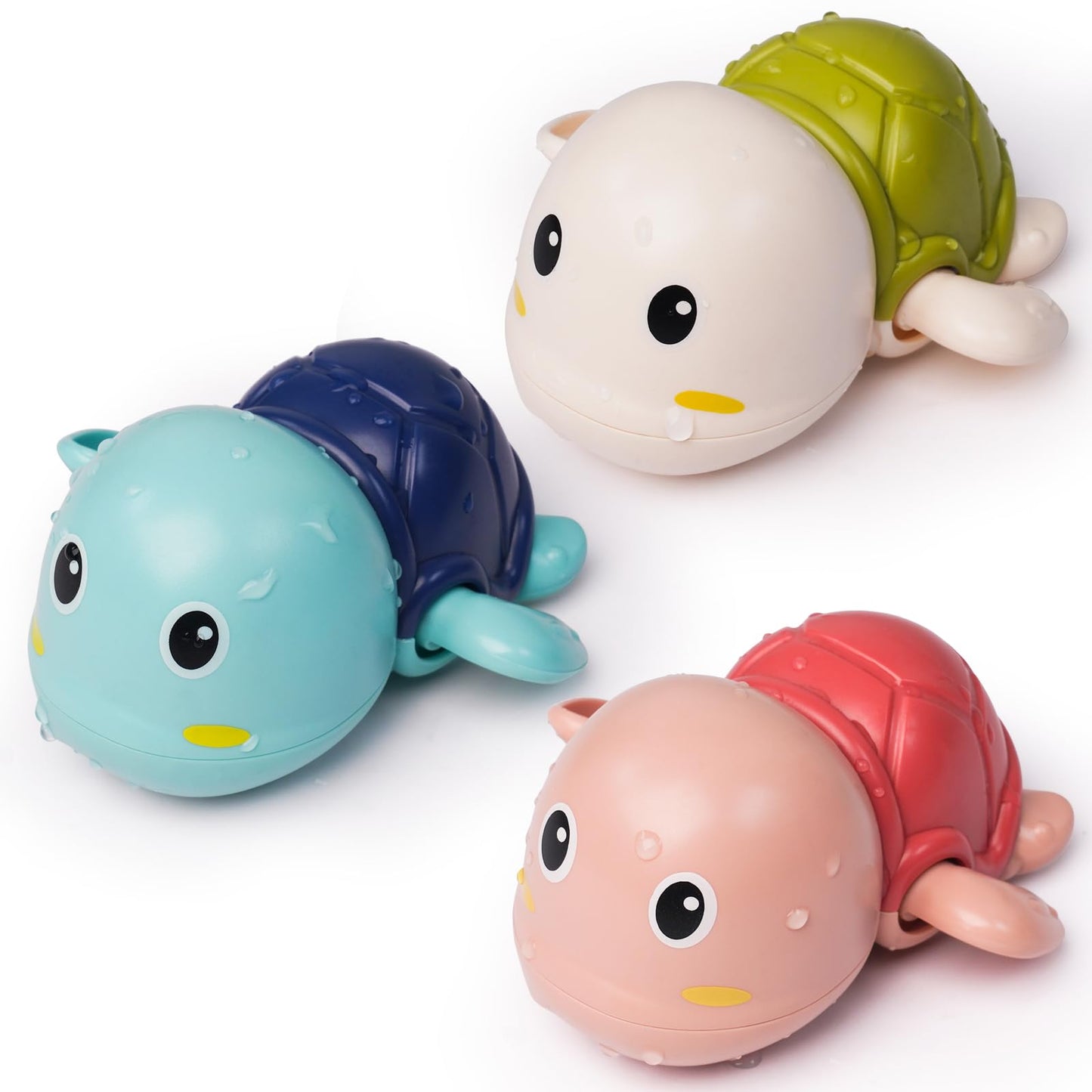 LiKee Bath Toys 3 Pack with 3 Colors | Colorful Turtle Wind-Up Bath Toys for Babies & Toddlers