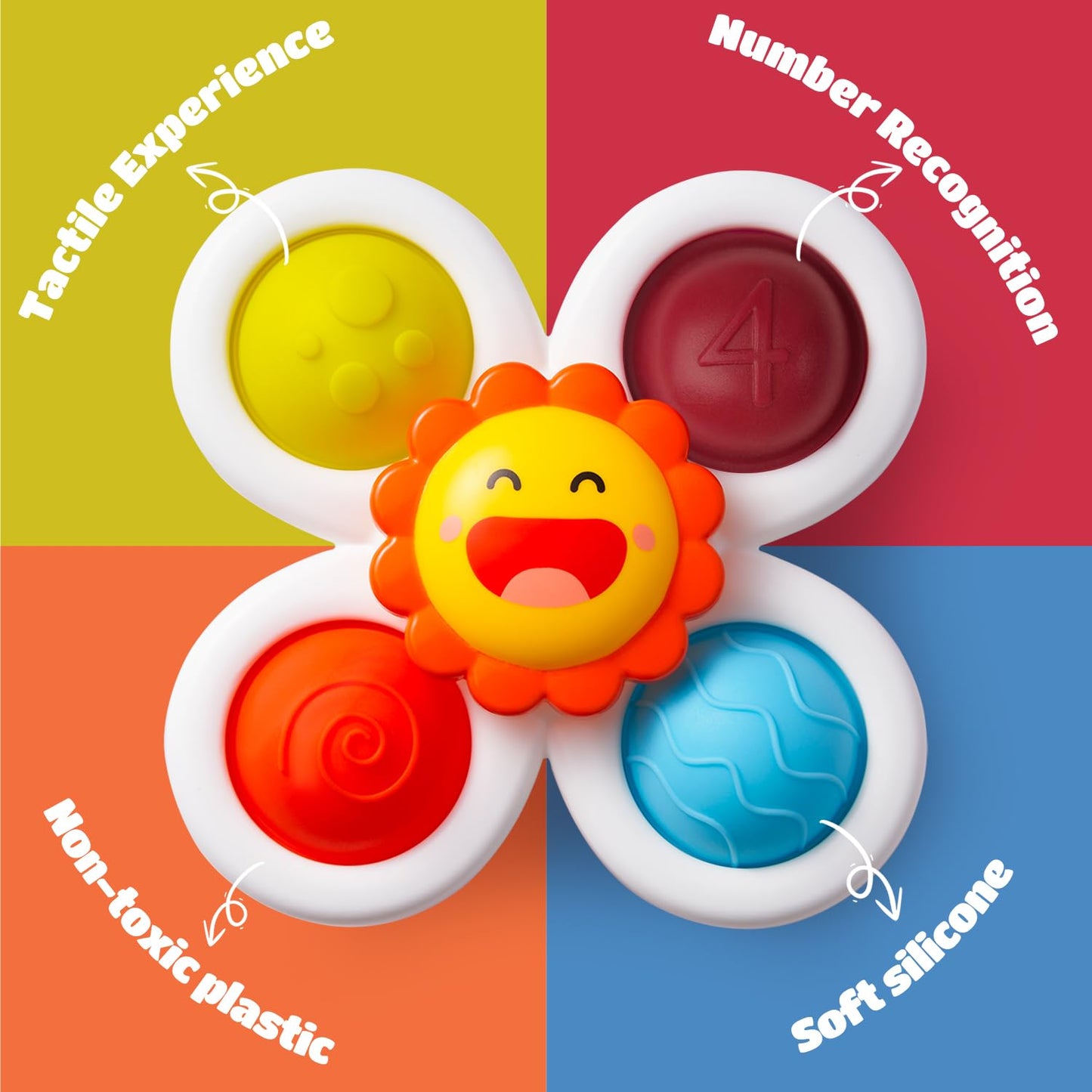 LiKee Strong Suction Cup Fidget Toy — Rotating Sensory Bath Play for Baby (10+ Months)