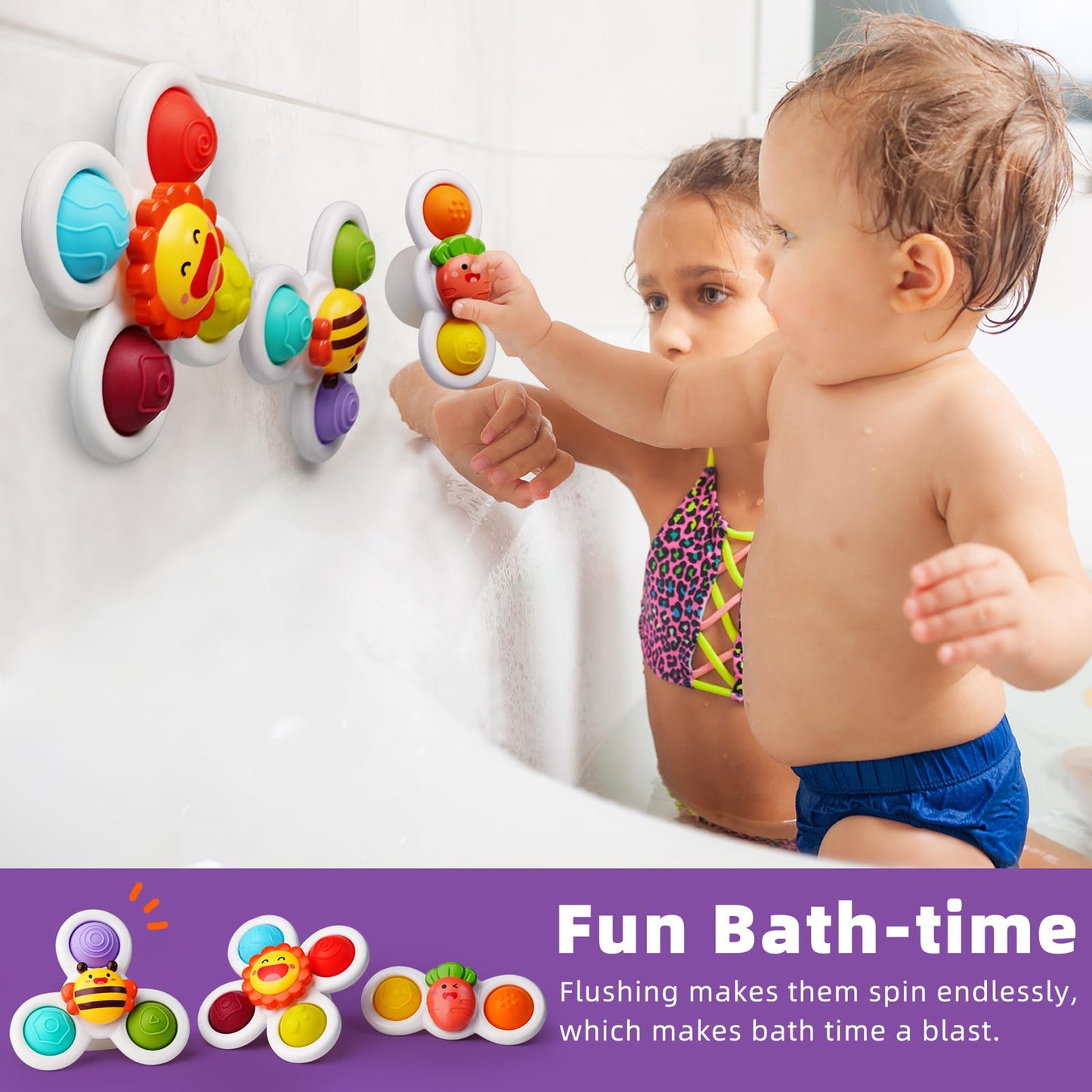 LiKee Strong Suction Cup Fidget Toy — Rotating Sensory Bath Play for Baby (10+ Months)