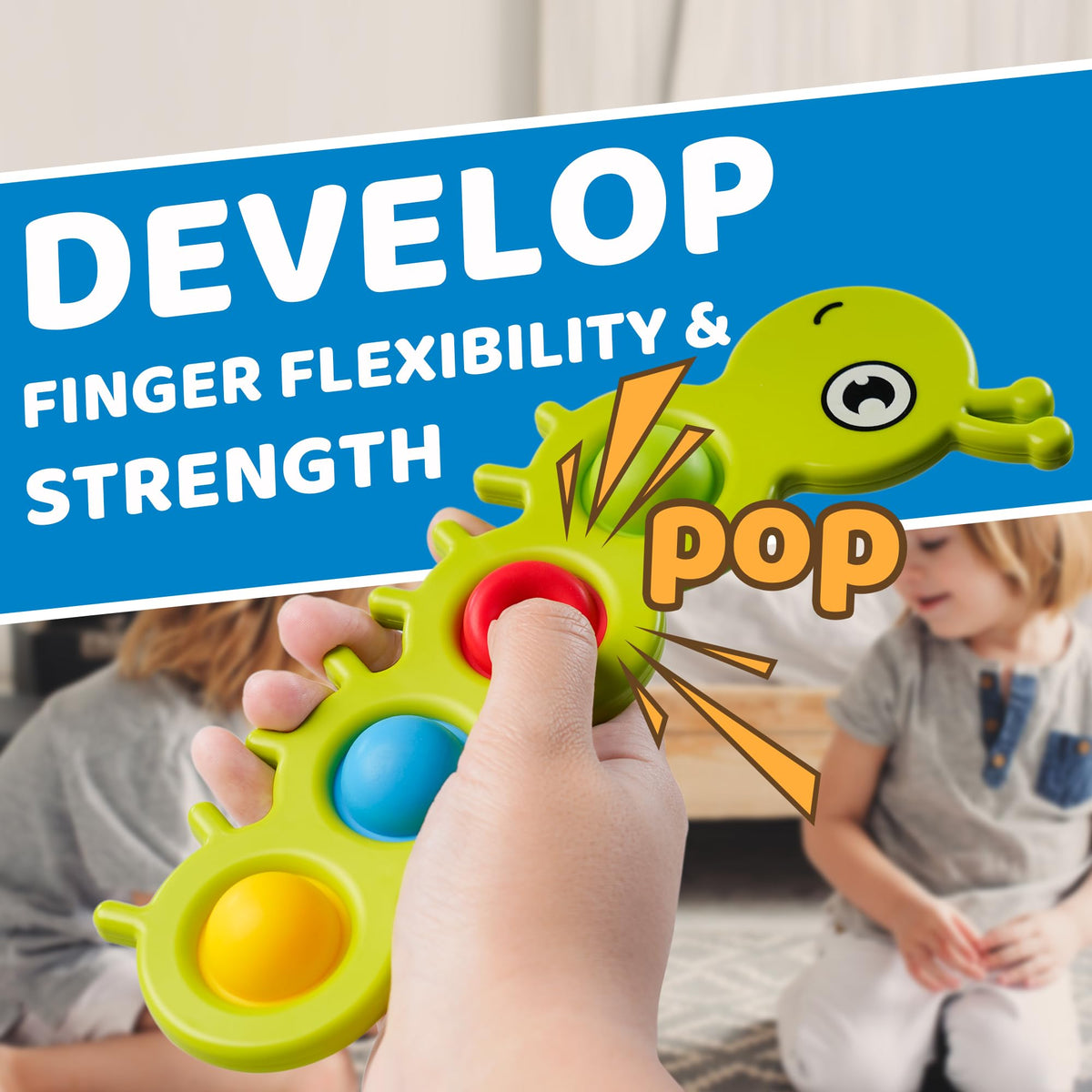LiKee Fidget Popper Sensory Toy for Babies 10+ Months – Travel, Montessori Busy Board & Stocking Stuffer