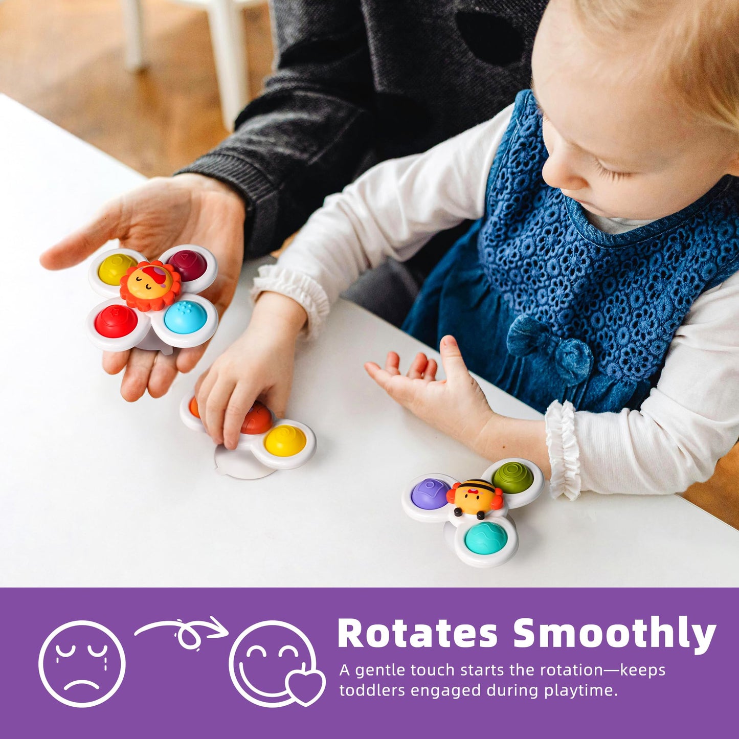 LiKee Strong Suction Cup Fidget Toy — Rotating Sensory Bath Play for Baby (10+ Months)