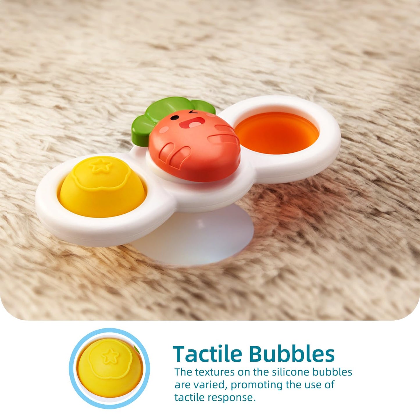 LiKee Strong Suction Cup Fidget Toy — Rotating Sensory Bath Play for Baby (10+ Months)