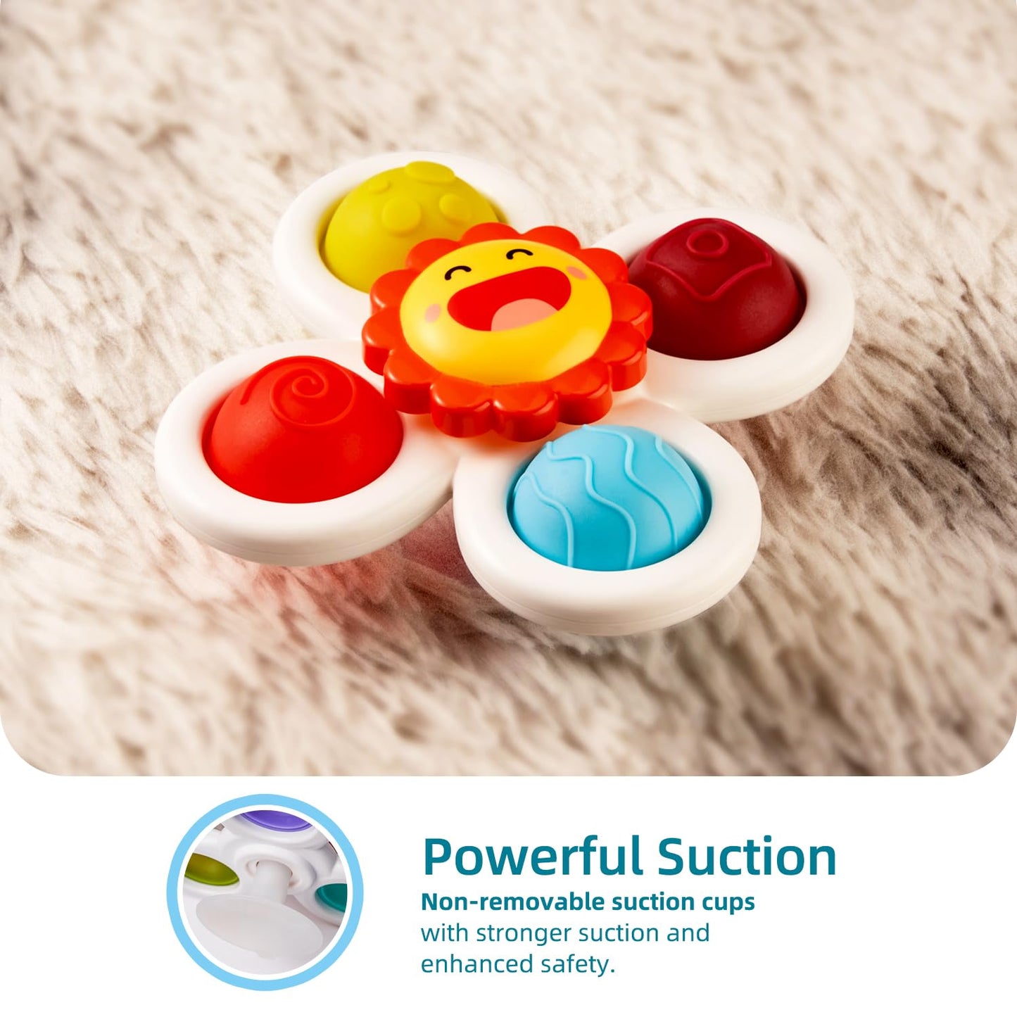 LiKee Strong Suction Cup Fidget Toy — Rotating Sensory Bath Play for Baby (10+ Months)