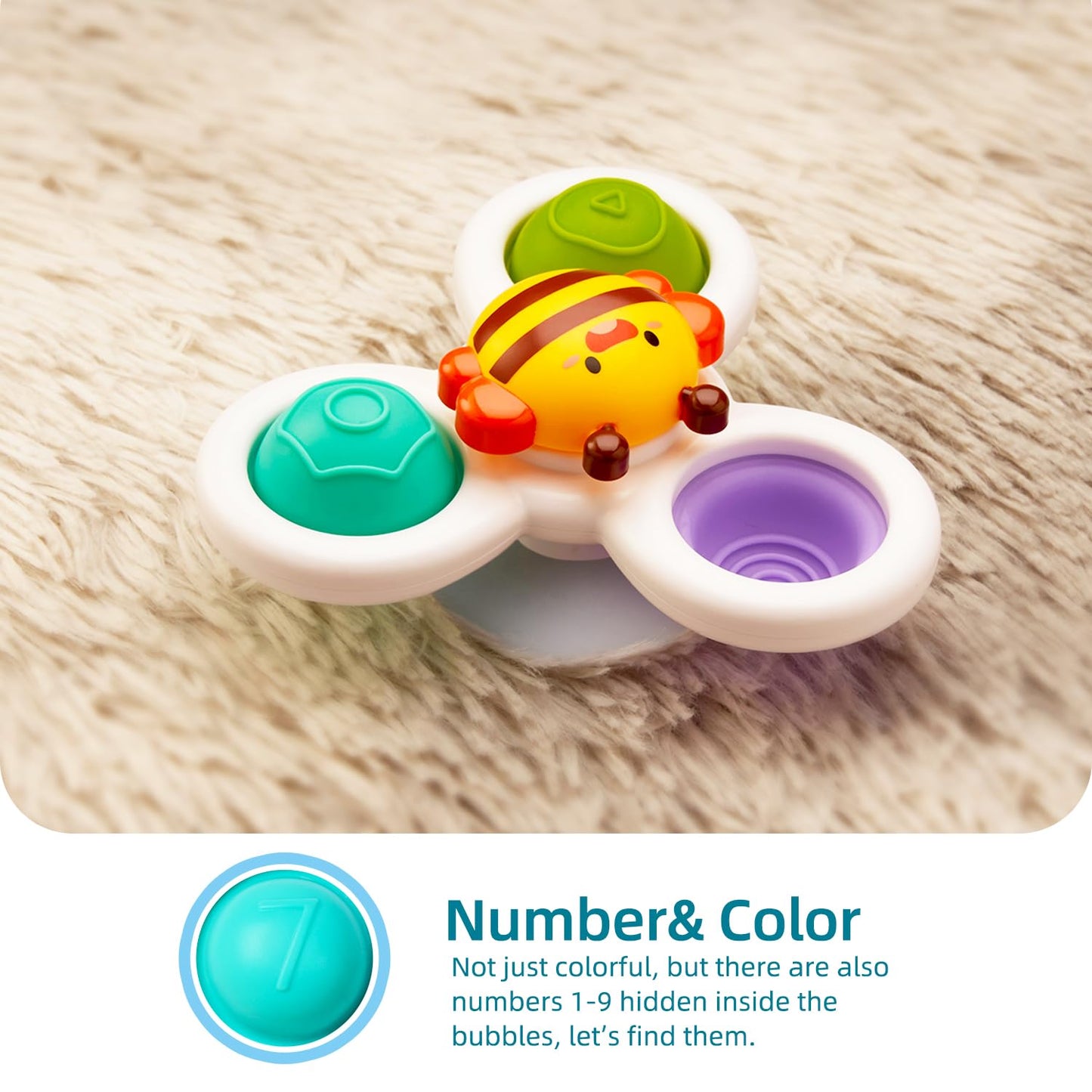 LiKee Strong Suction Cup Fidget Toy — Rotating Sensory Bath Play for Baby (10+ Months)