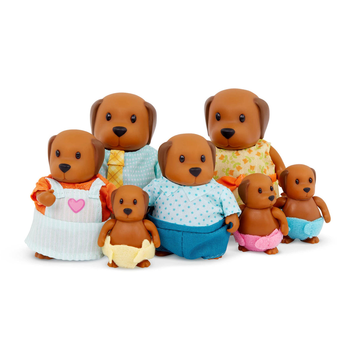 Li'l Woodzeez Chocolate Lab Family – 7-Piece Posable Dog Figurines