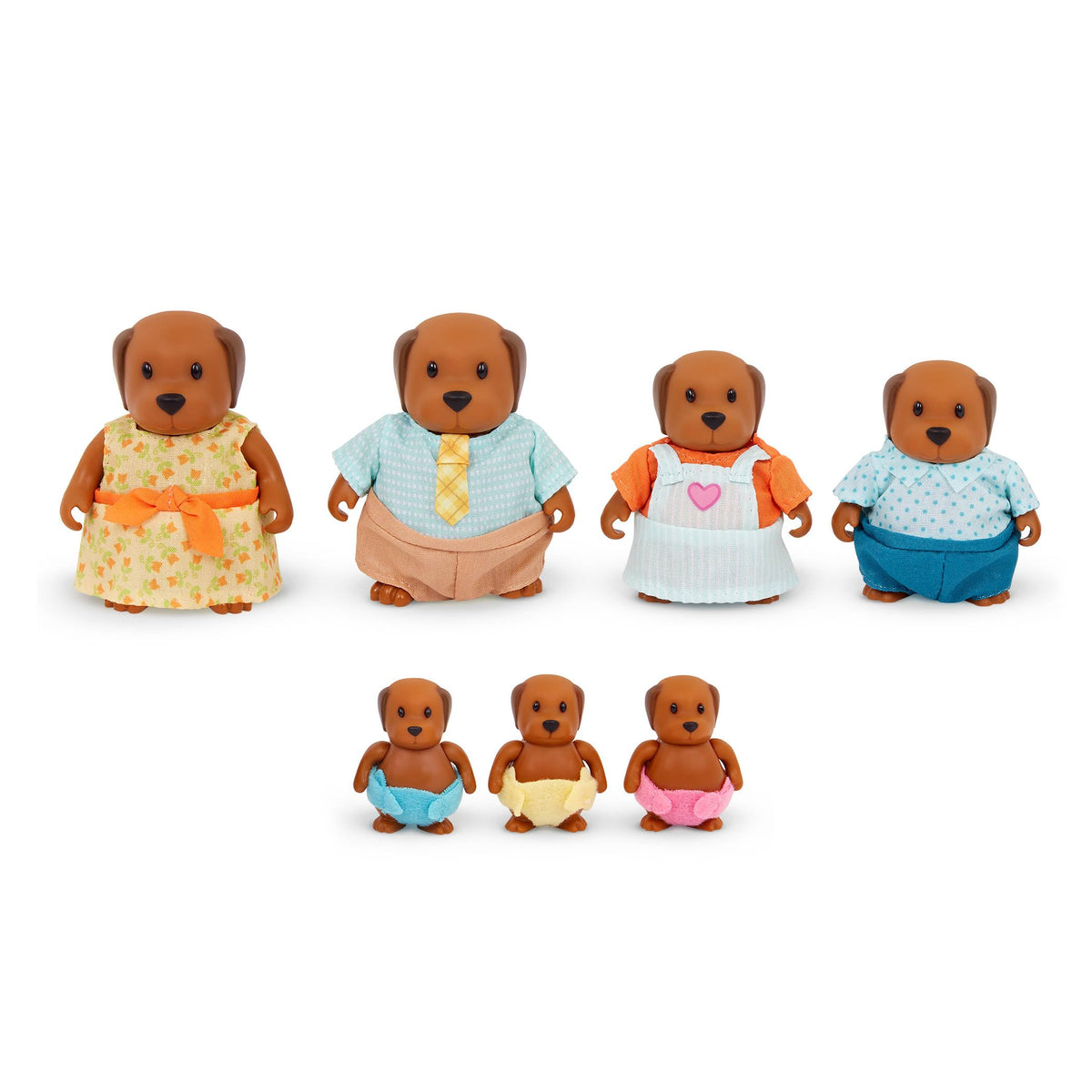 Li'l Woodzeez Chocolate Lab Family – 7-Piece Posable Dog Figurines