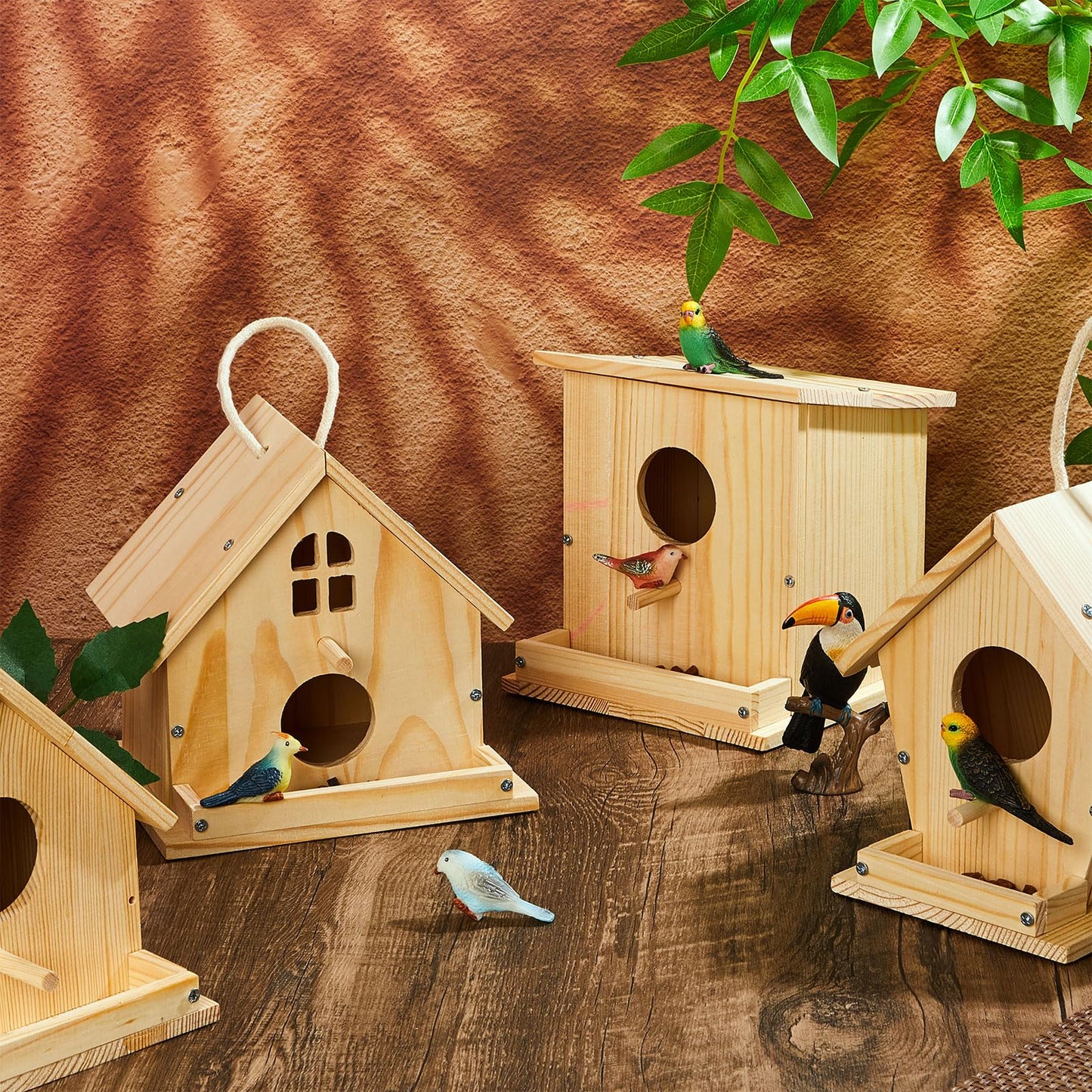 Liliful 8 Pack Birdhouse Kit – Classic DIY Wooden Birdhouses with Paint, Brushes & Tools