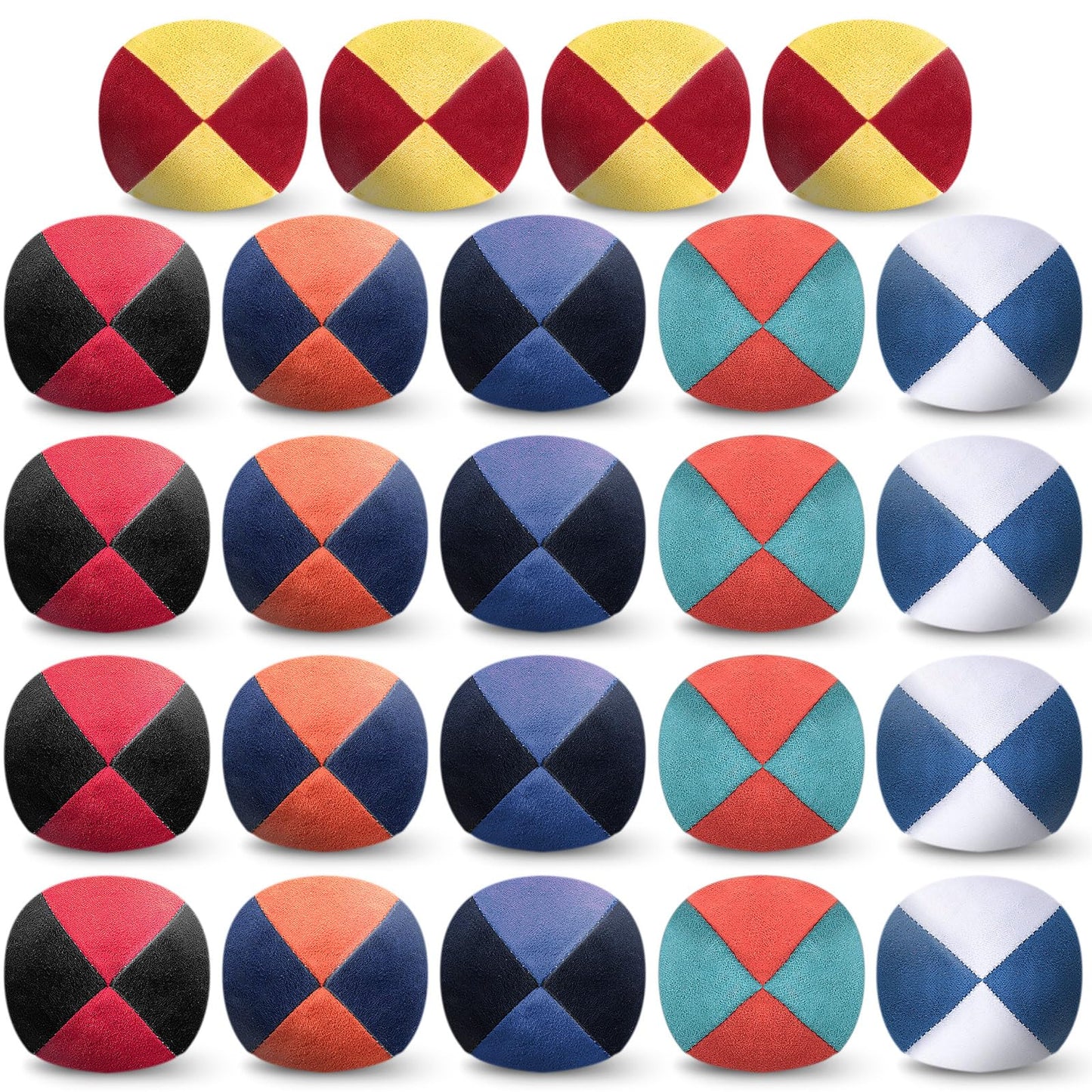 Liliful 24 Pcs Footbag Bulk – Multicolor 2.56-Inch Sacks for Indoor Play