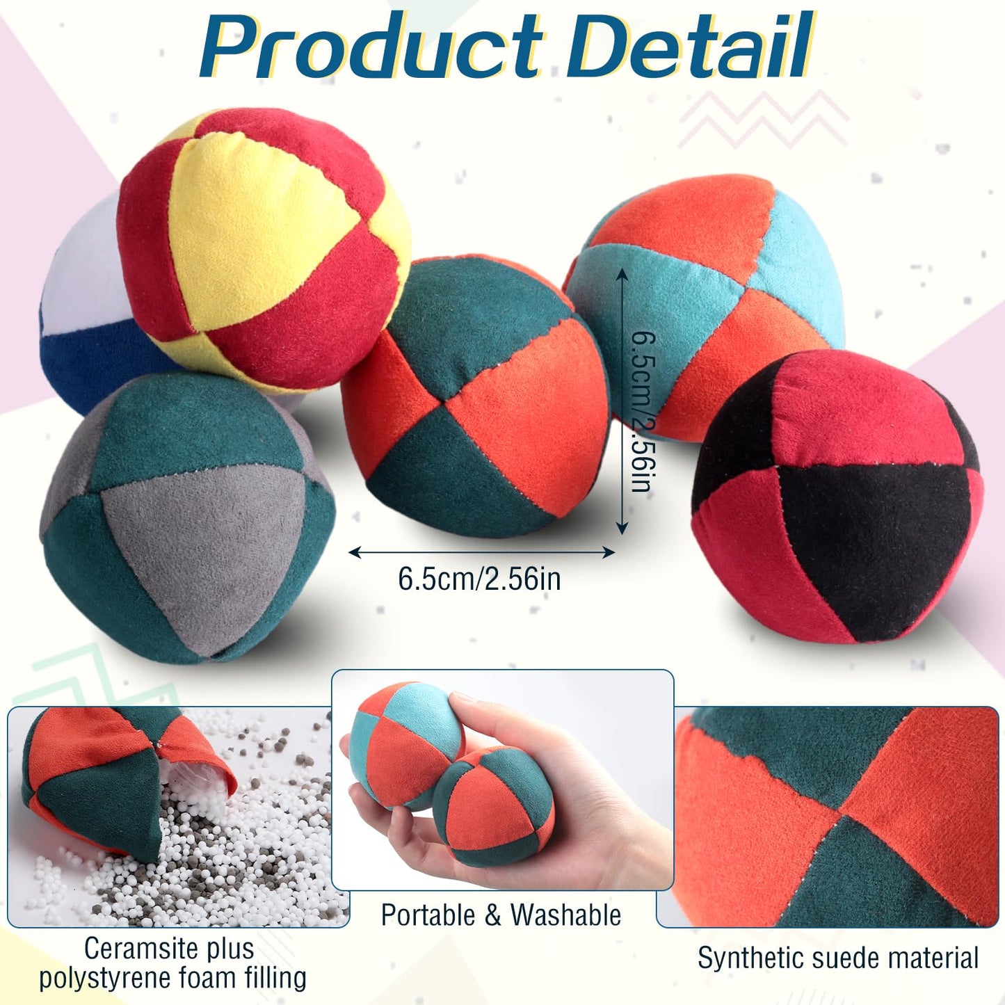 Liliful 24 Pcs Footbag Bulk – Multicolor 2.56-Inch Sacks for Indoor Play