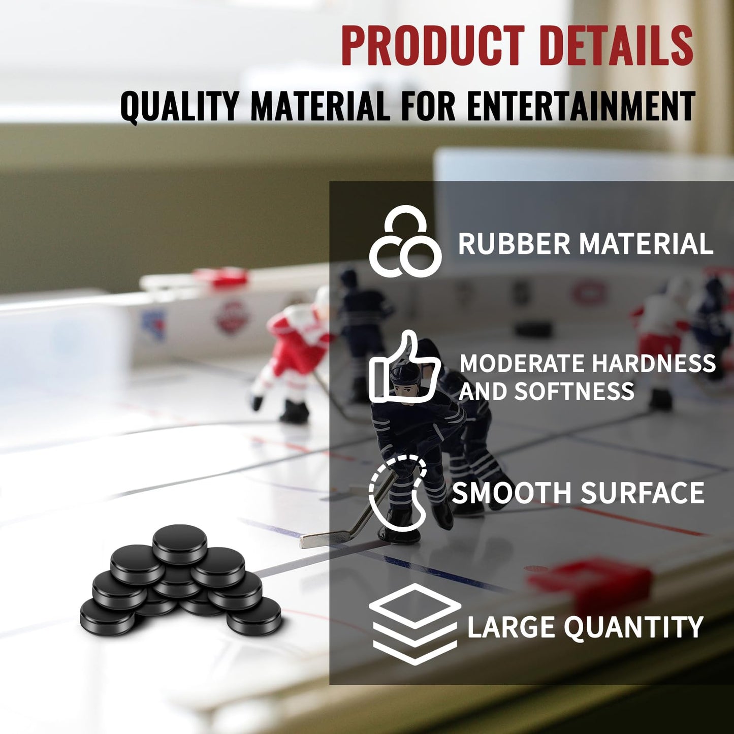 Liliful Mini Hockey Pucks 0.98 x 0.33 in – 10-Pack Tabletop Pucks