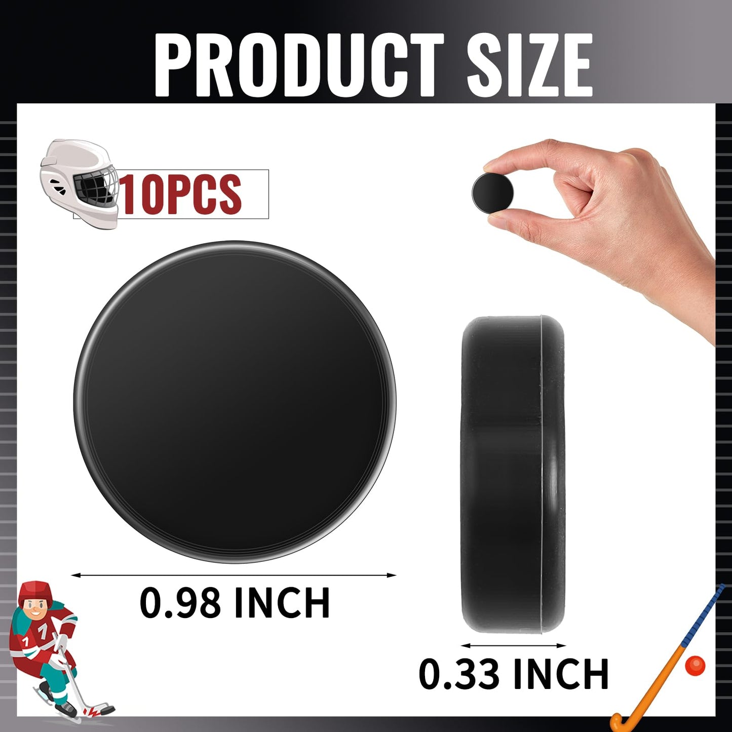 Liliful Mini Hockey Pucks 0.98 x 0.33 in – 10-Pack Tabletop Pucks