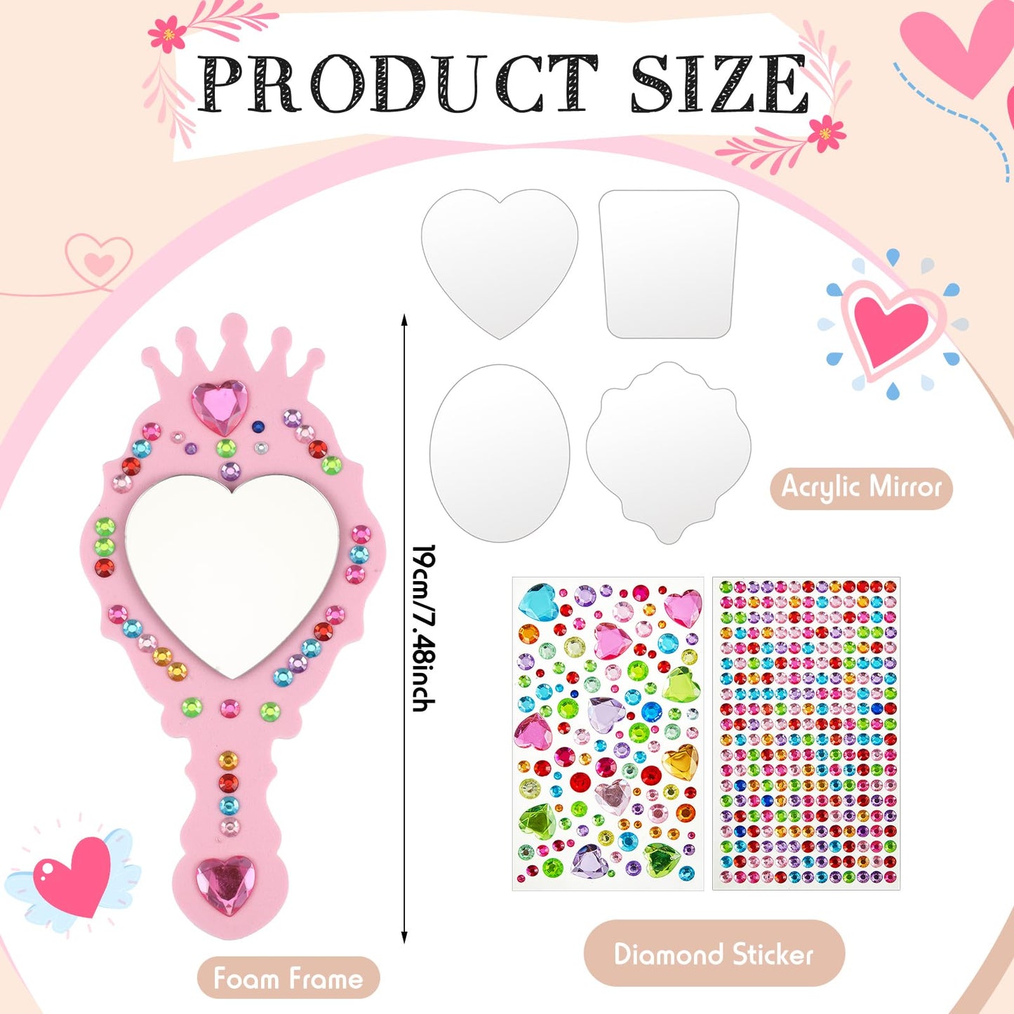 Liliful 12 Pack Princess Foam Mirror Kits – DIY Party Decor & Crafts for Girls