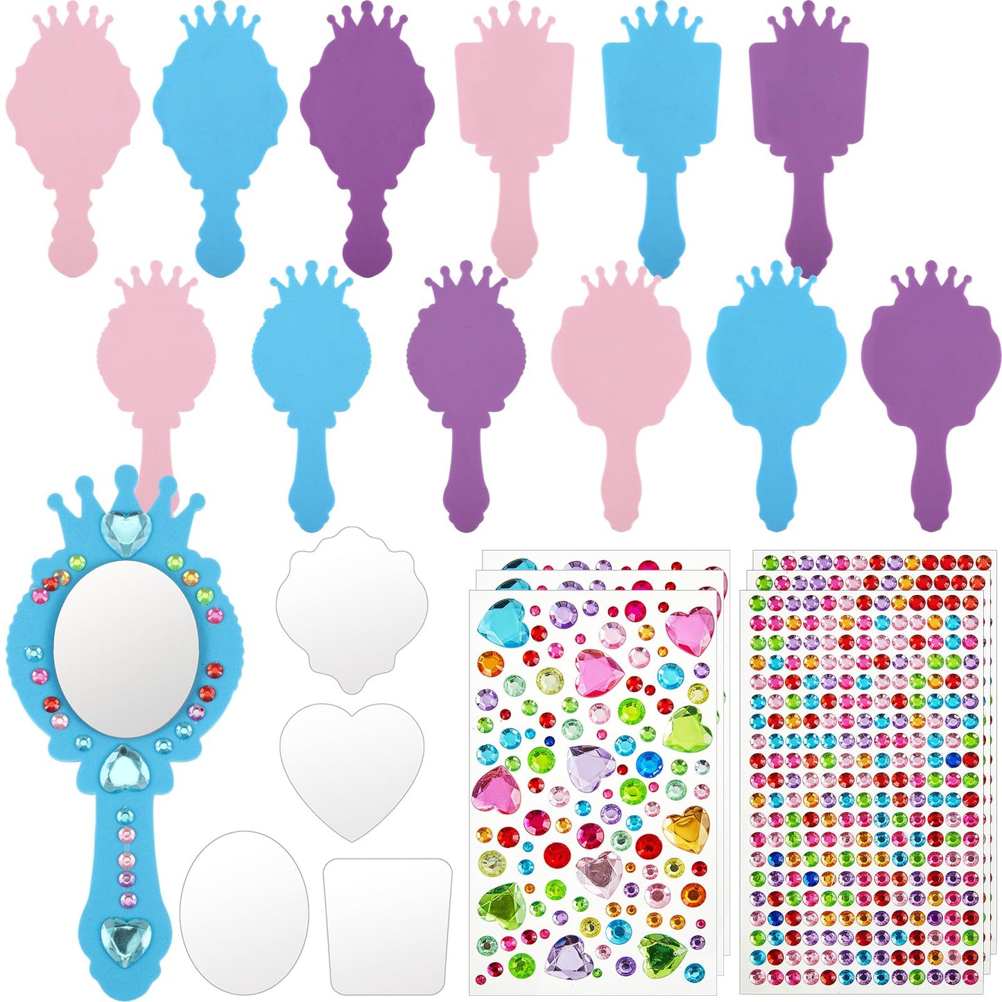 Liliful 12 Pack Princess Foam Mirror Kits – DIY Party Decor & Crafts for Girls