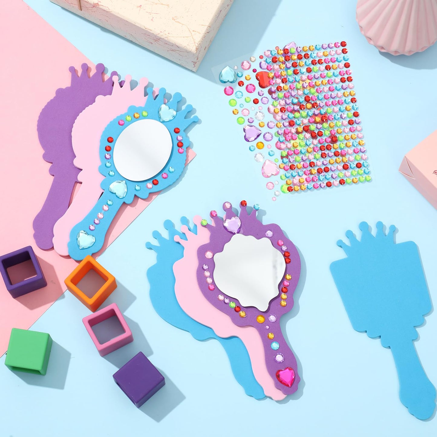 Liliful 12 Pack Princess Foam Mirror Kits – DIY Party Decor & Crafts for Girls