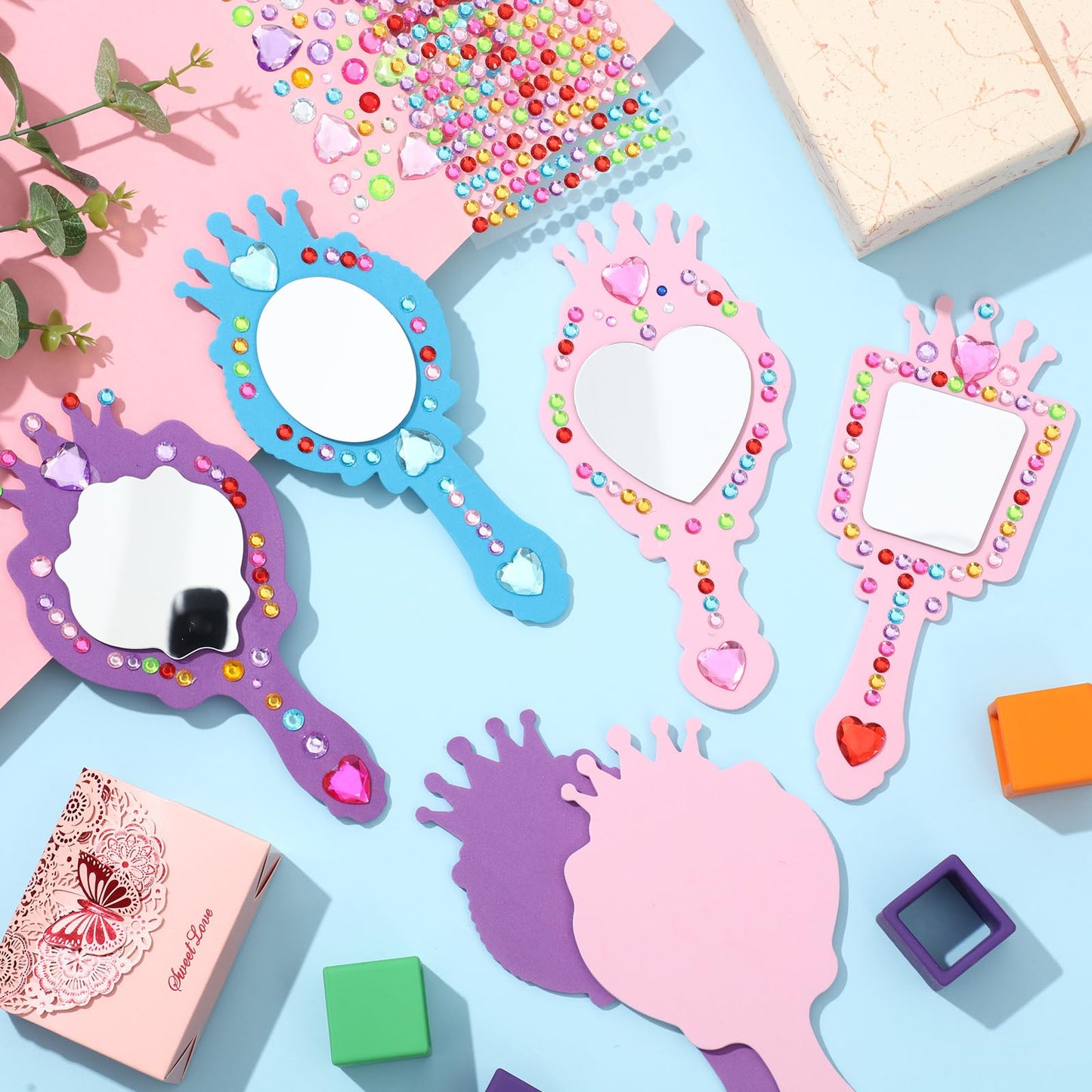Liliful 12 Pack Princess Foam Mirror Kits – DIY Party Decor & Crafts for Girls