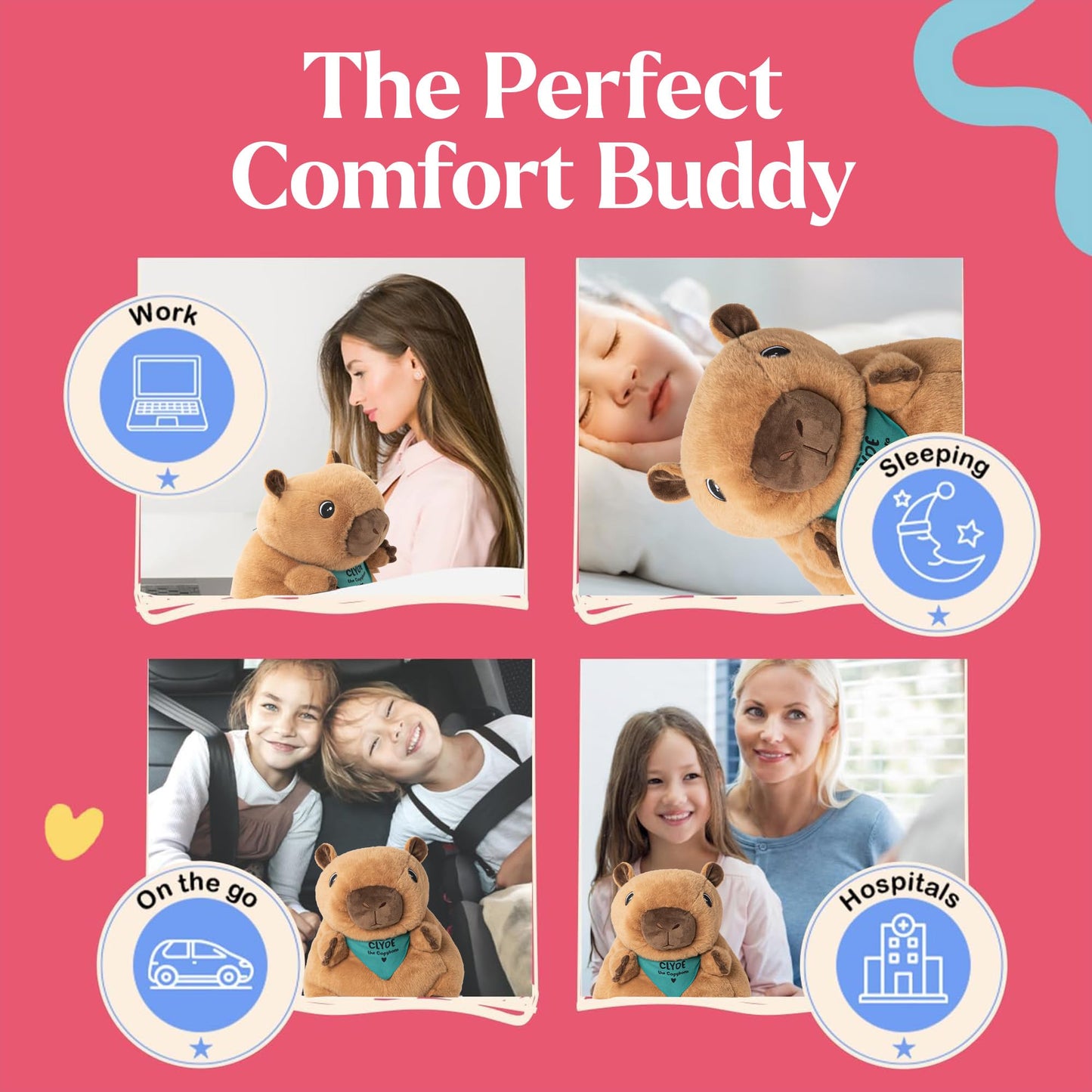 Lilly's Love 5lb Weighted Clyde the Capybara Plush | Sensory Calming Stuffed Animal, Machine Washable