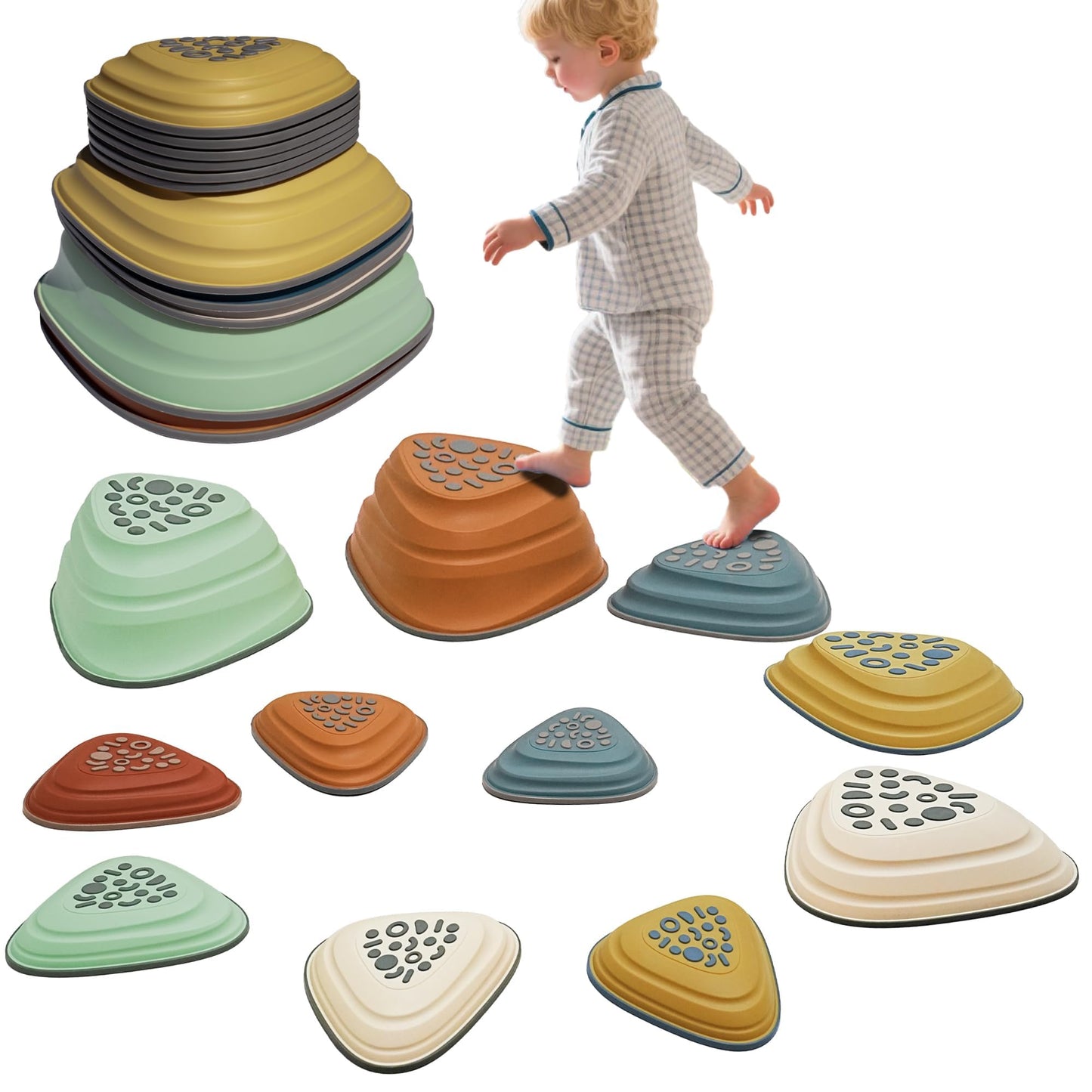LilStones Kids Balance Stepping Stones – Triangular 11PCS, Non-Slip Toddler Balance Set for Ages 3–8