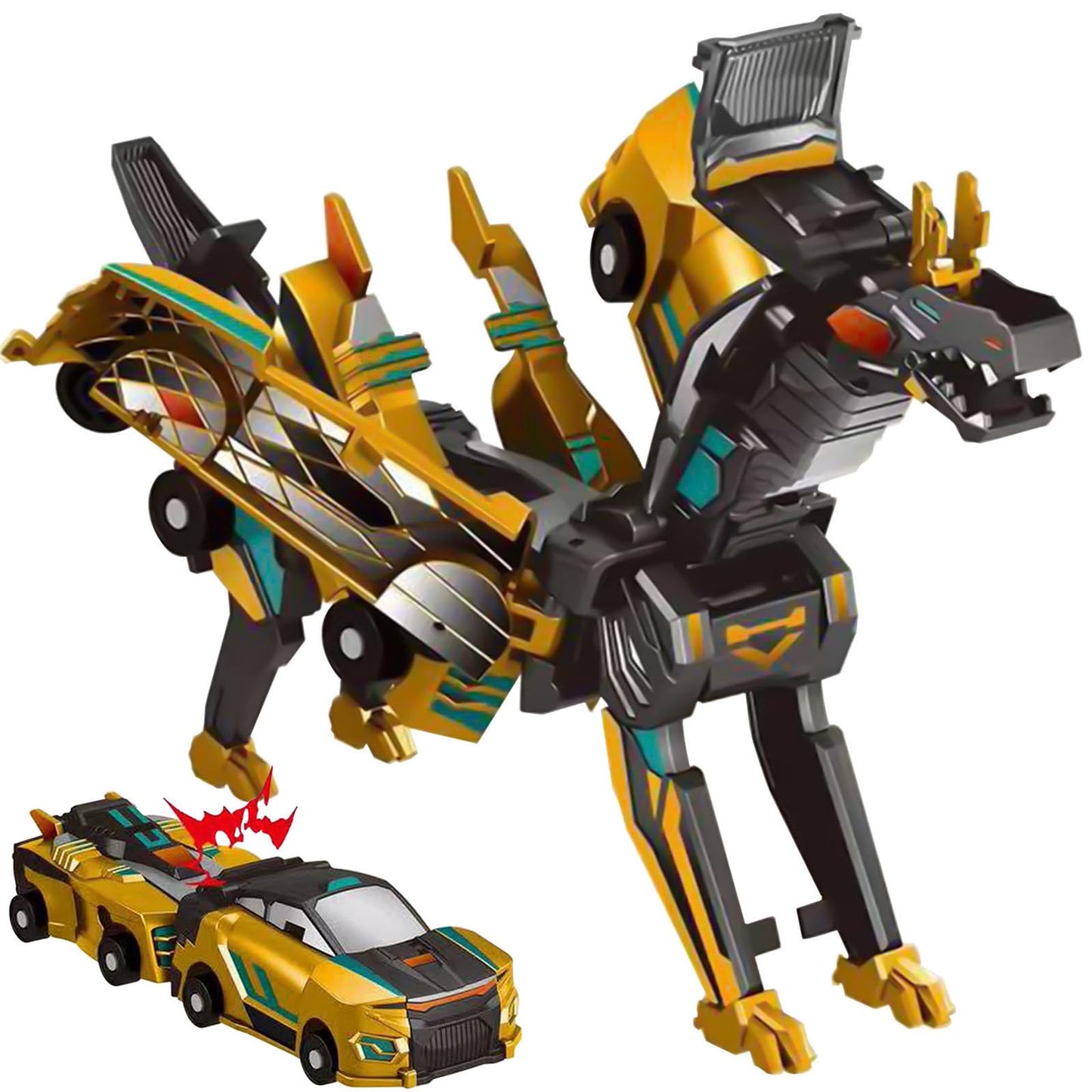 Liluwushe 2-in-1 Collision Transformation Dinosaur Car Toy | Magnetic Convertible Robot for Kids