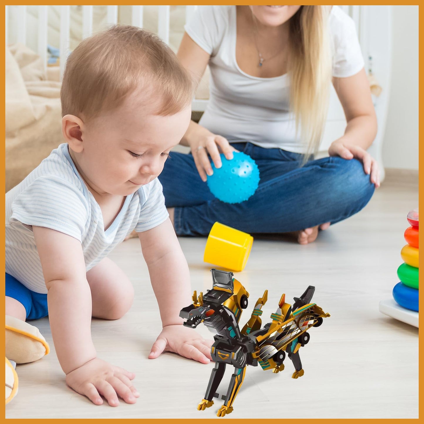 Liluwushe 2-in-1 Collision Transformation Dinosaur Car Toy | Magnetic Convertible Robot for Kids