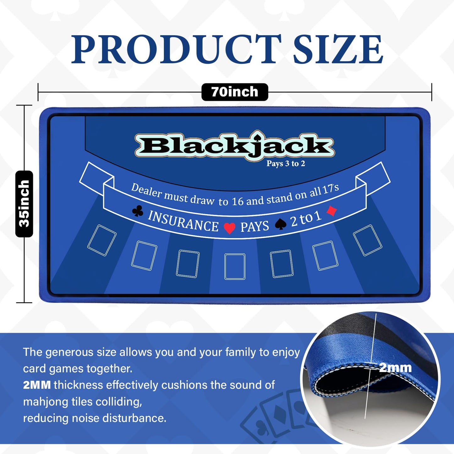 LILXIU 70x35-Inch Poker Mat – Non-Slip, Waterproof Tabletop for Home Game Nights