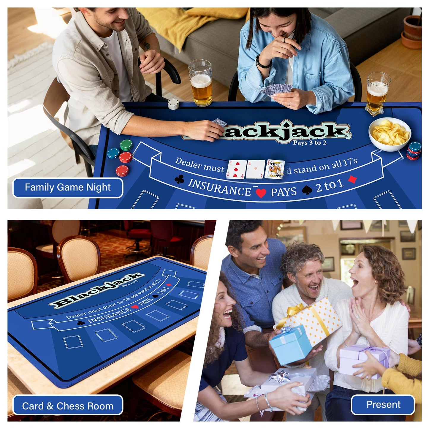 LILXIU 70x35-Inch Poker Mat – Non-Slip, Waterproof Tabletop for Home Game Nights