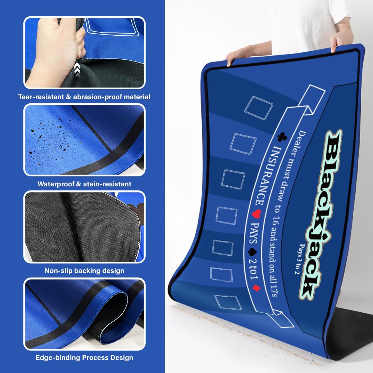 LILXIU 70x35-Inch Poker Mat – Non-Slip, Waterproof Tabletop for Home Game Nights