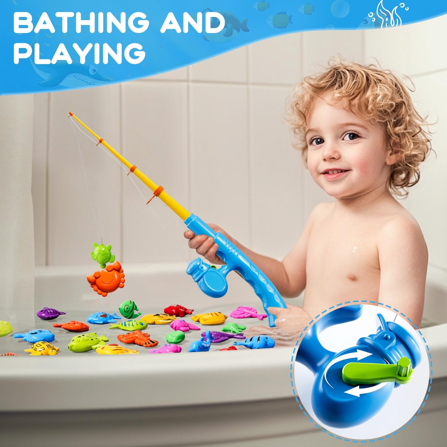 LILYBUDS Magnetic Fishing Game Toys for Kids – 35 Fish, Poles & Nets, Ages 3-8
