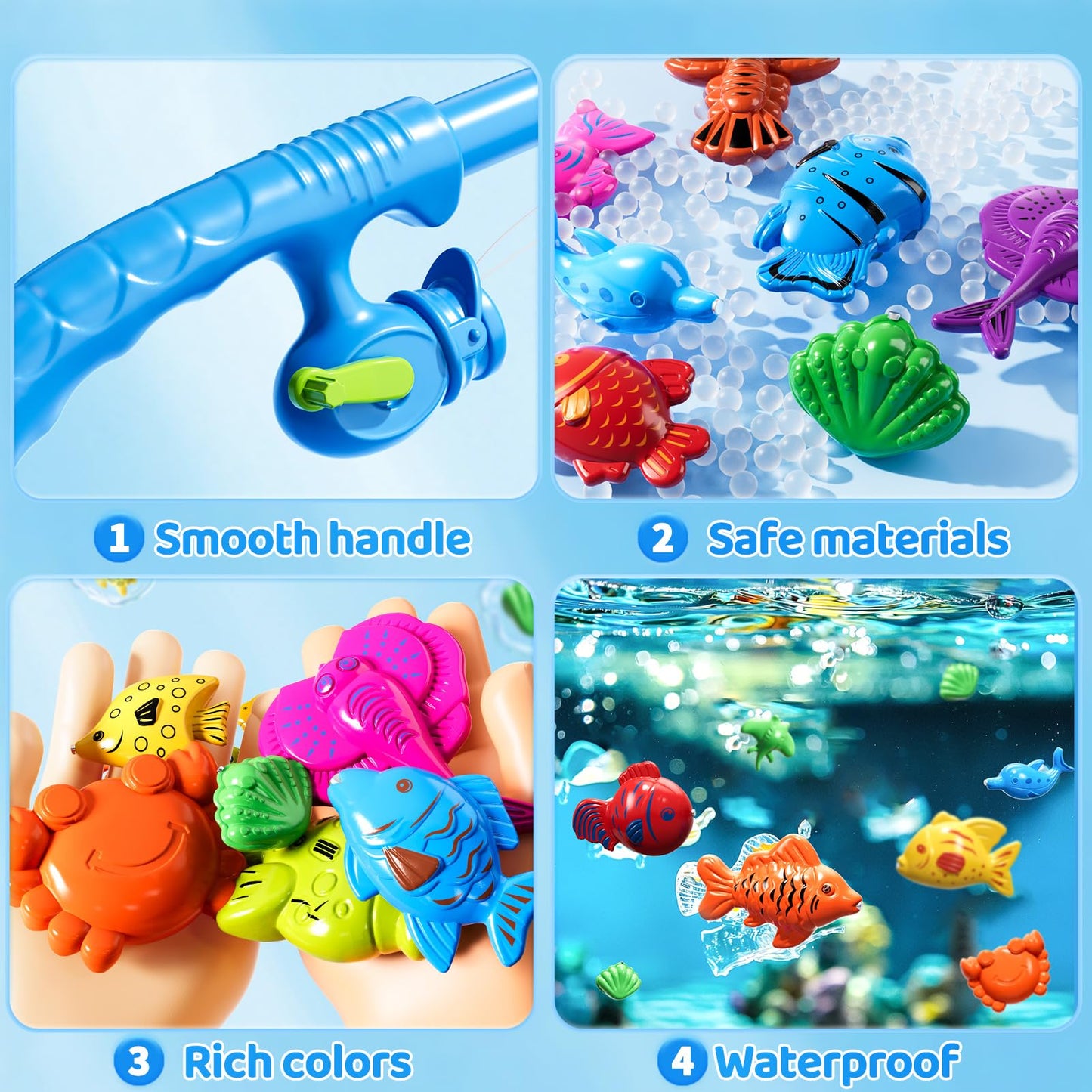 LILYBUDS Magnetic Fishing Game Toys for Kids – 35 Fish, Poles & Nets, Ages 3-8