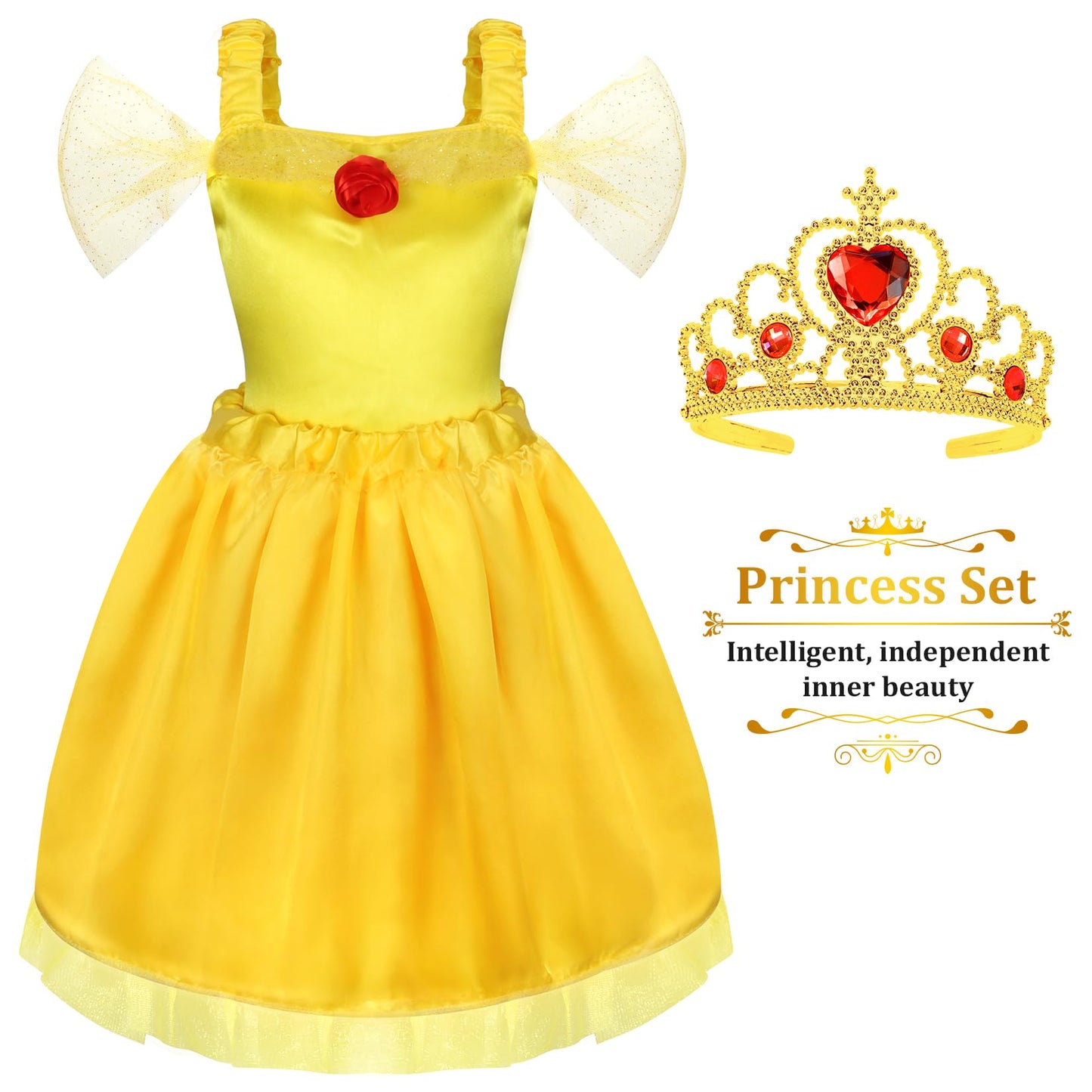 LIMIROLER 18 Pcs Princess Dress Up Set for Girls 3-6 | Role Play Costumes & Gift Box