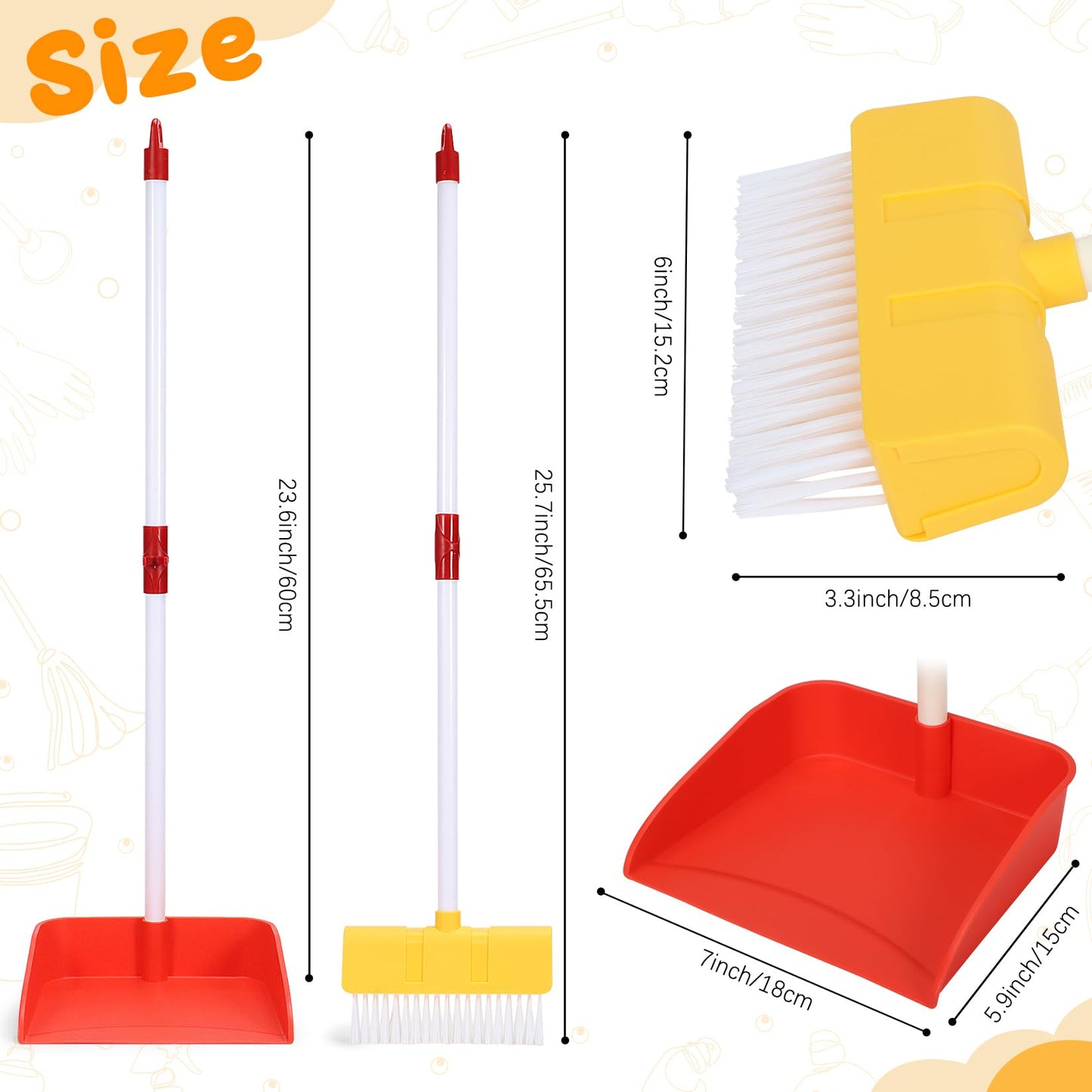 LIMIROLER Kids Cleaning Broom & Dustpan Set — Safe, Lightweight Pretend Play Toy (Ages 3–6)