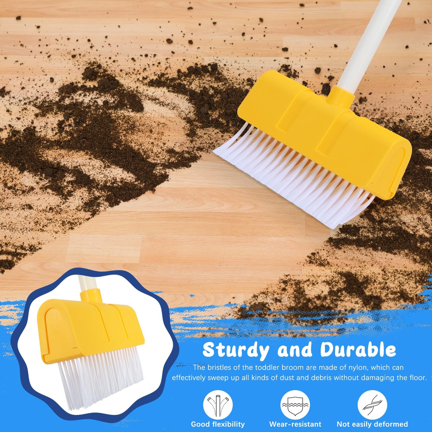 LIMIROLER Kids Cleaning Broom & Dustpan Set — Safe, Lightweight Pretend Play Toy (Ages 3–6)