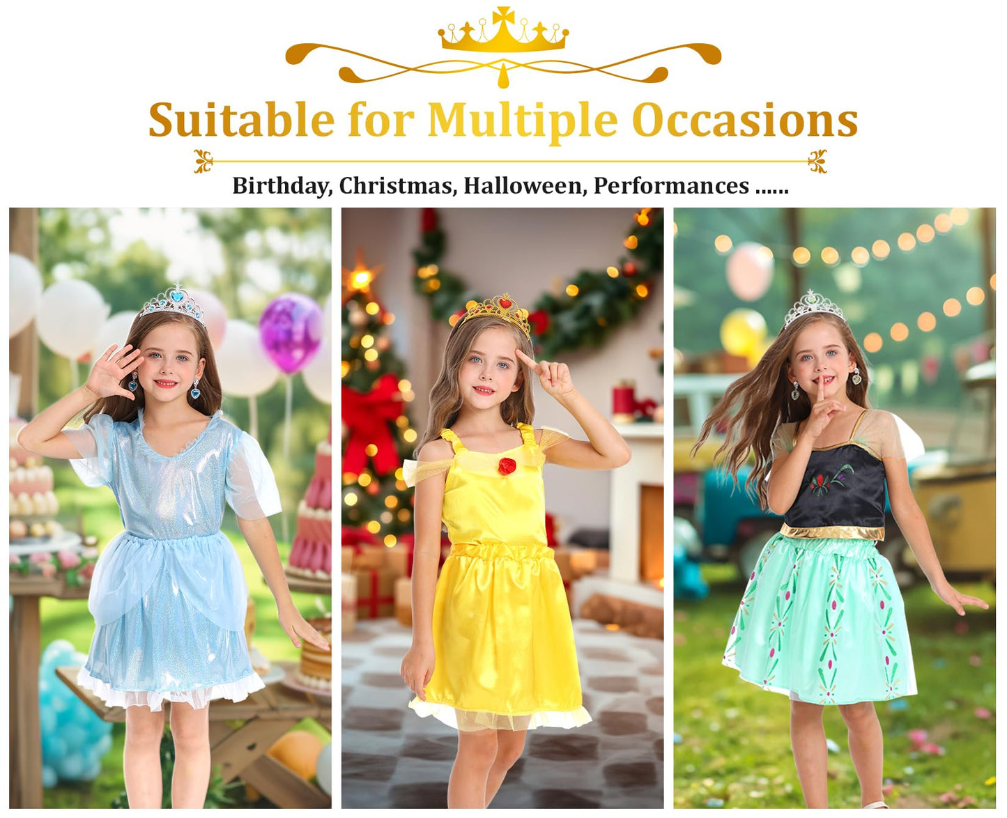 LIMIROLER 18 Pcs Princess Dress Up Set for Girls 3-6 | Role Play Costumes & Gift Box