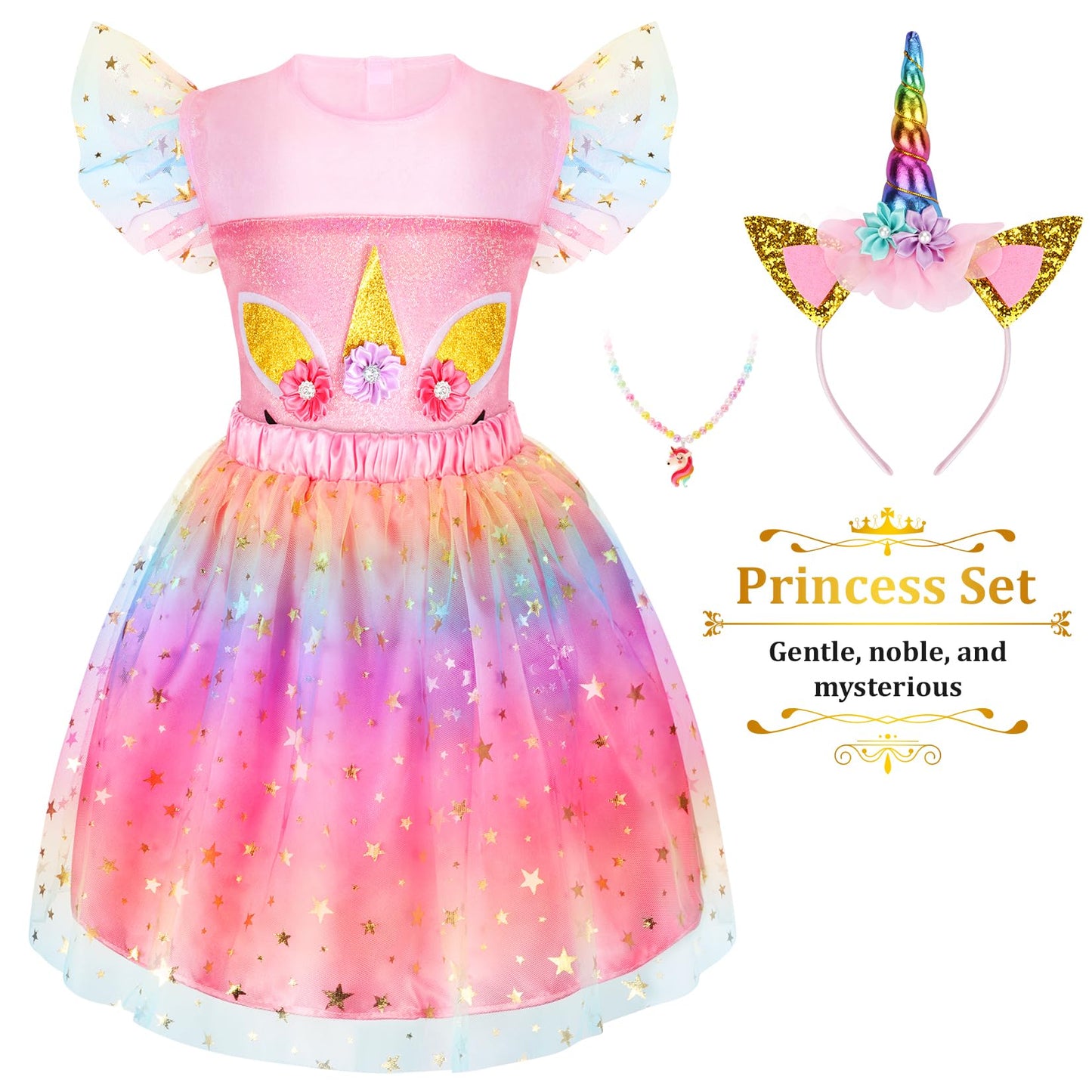 LIMIROLER Princess Dress Up Set – 18 Pcs Rainbow Costume Gift for Girls 3–6