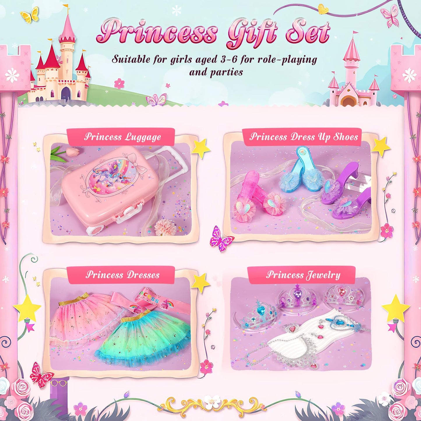 LIMIROLER 19 Pcs Princess Dress Up Shoes Set for Girls Aged 3–6 | Role Play Toys