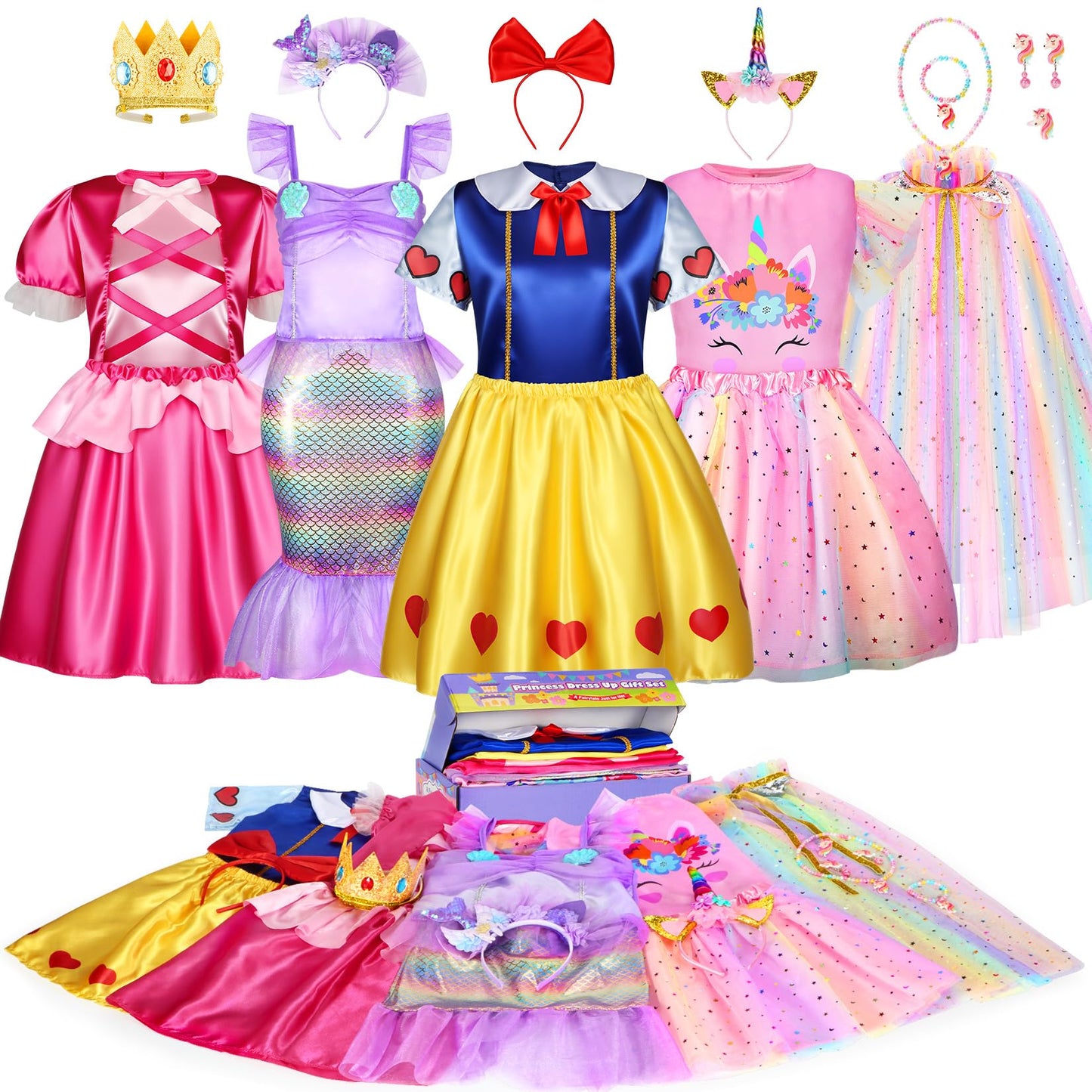 LIMIROLER 18 Pcs Princess Dress Up Set for Girls 3-6 – Breathable, Authentic Costume Toys